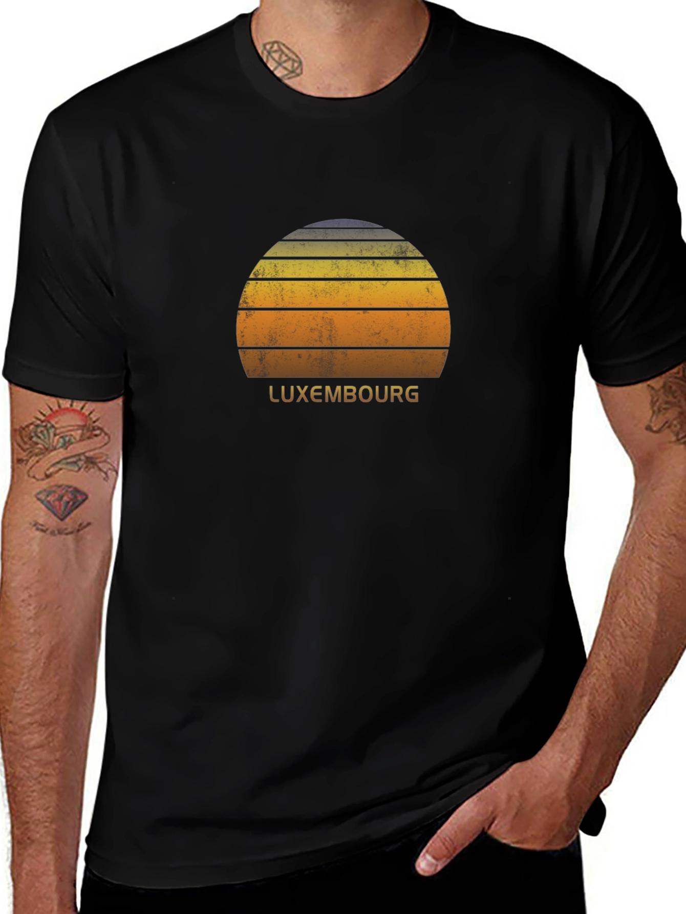 Retro Luxembourg Sunset Graphic T-Shirt