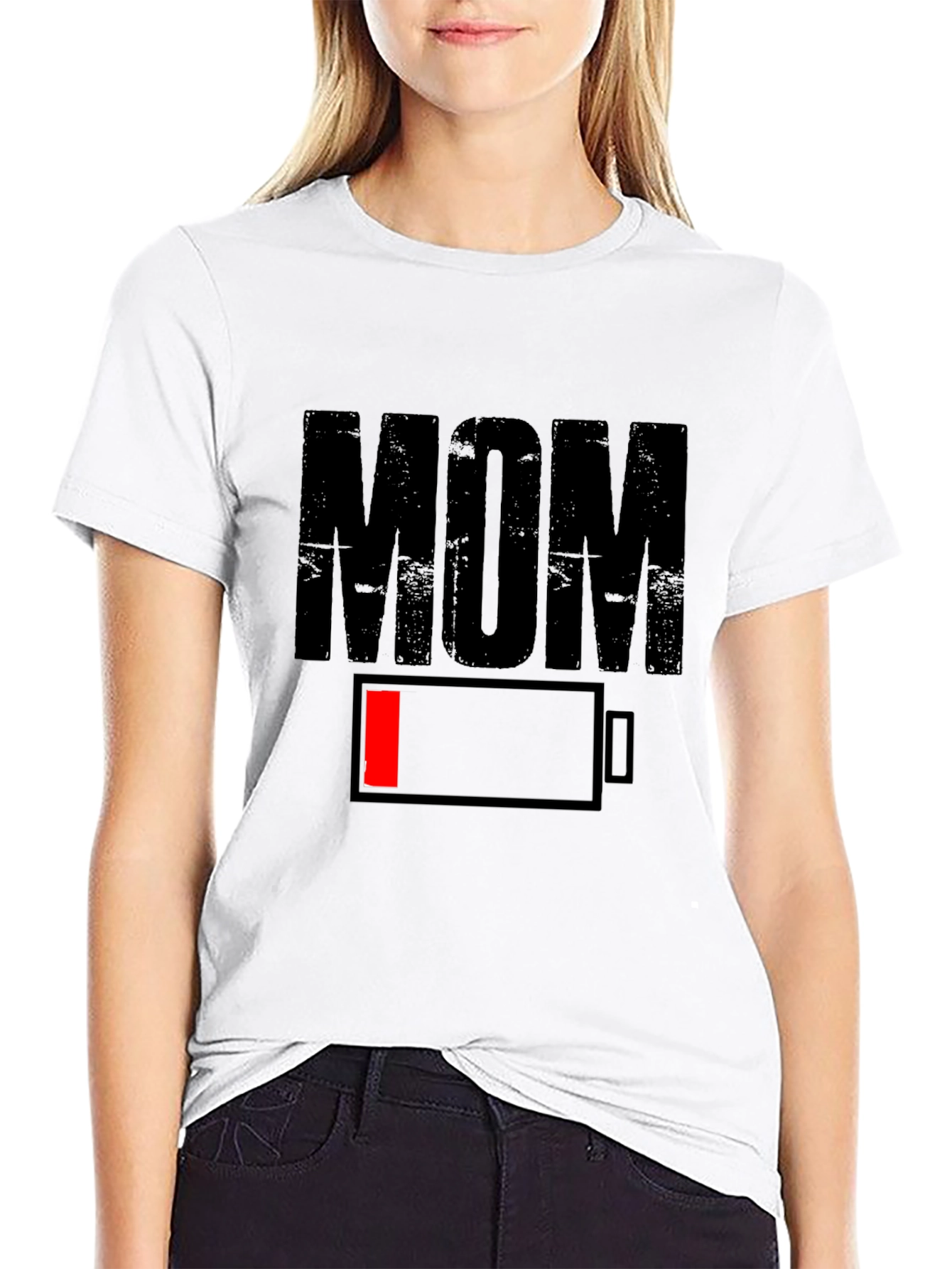 Mom Low Battery Funny T-Shirt