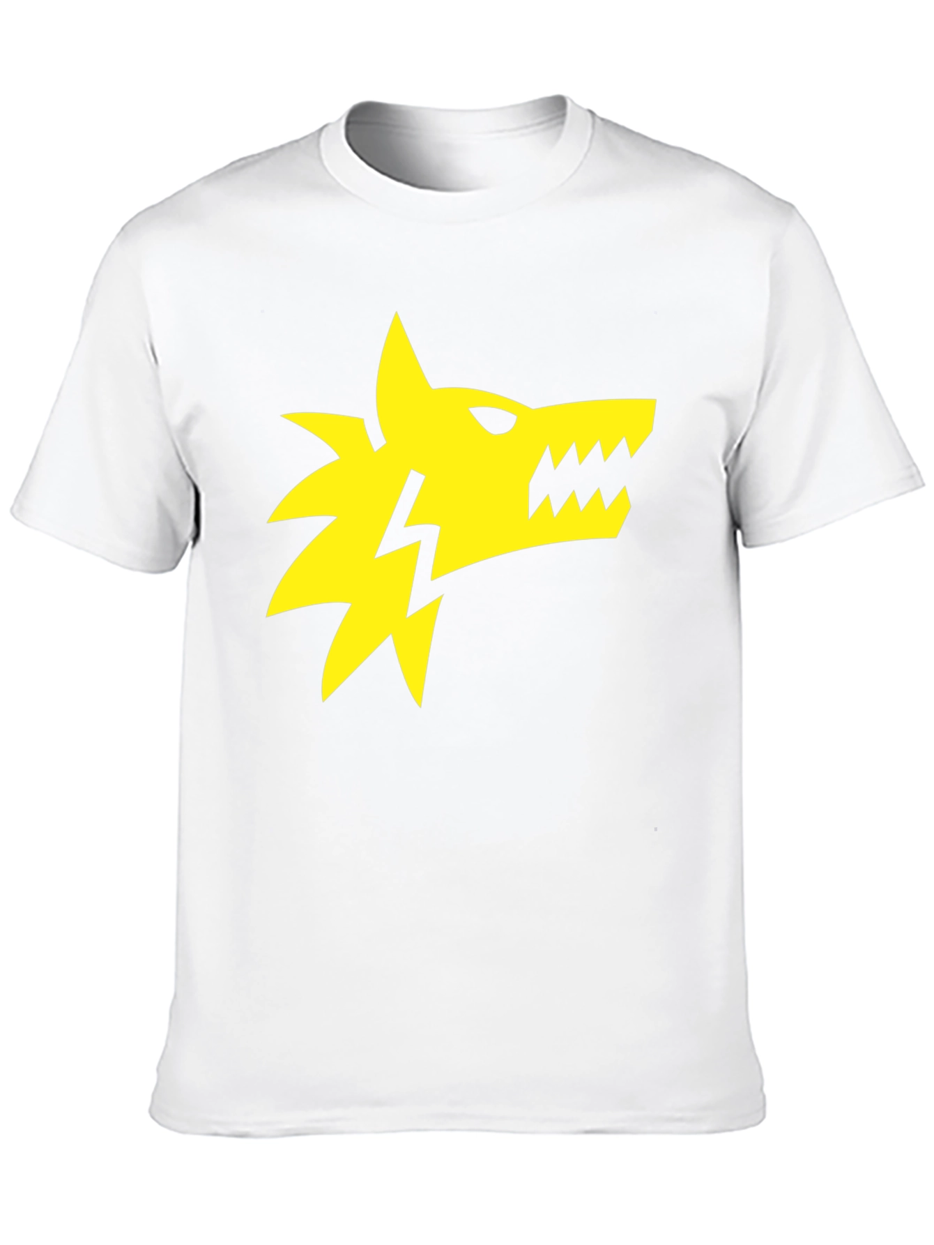 Black T-Shirt with Yellow Wolf Lightning Bolt Graphic