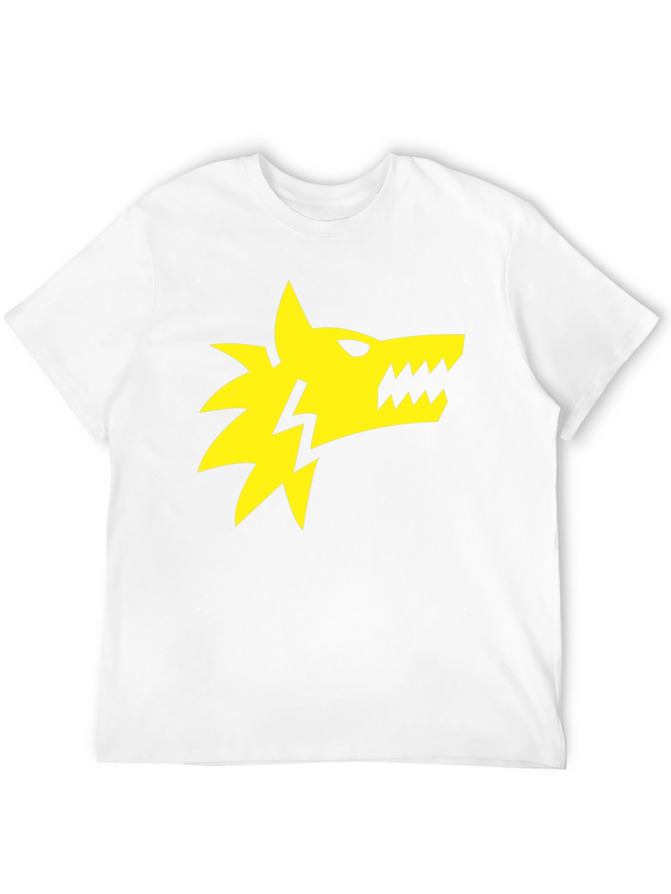 Black T-Shirt with Yellow Wolf Lightning Bolt Graphic