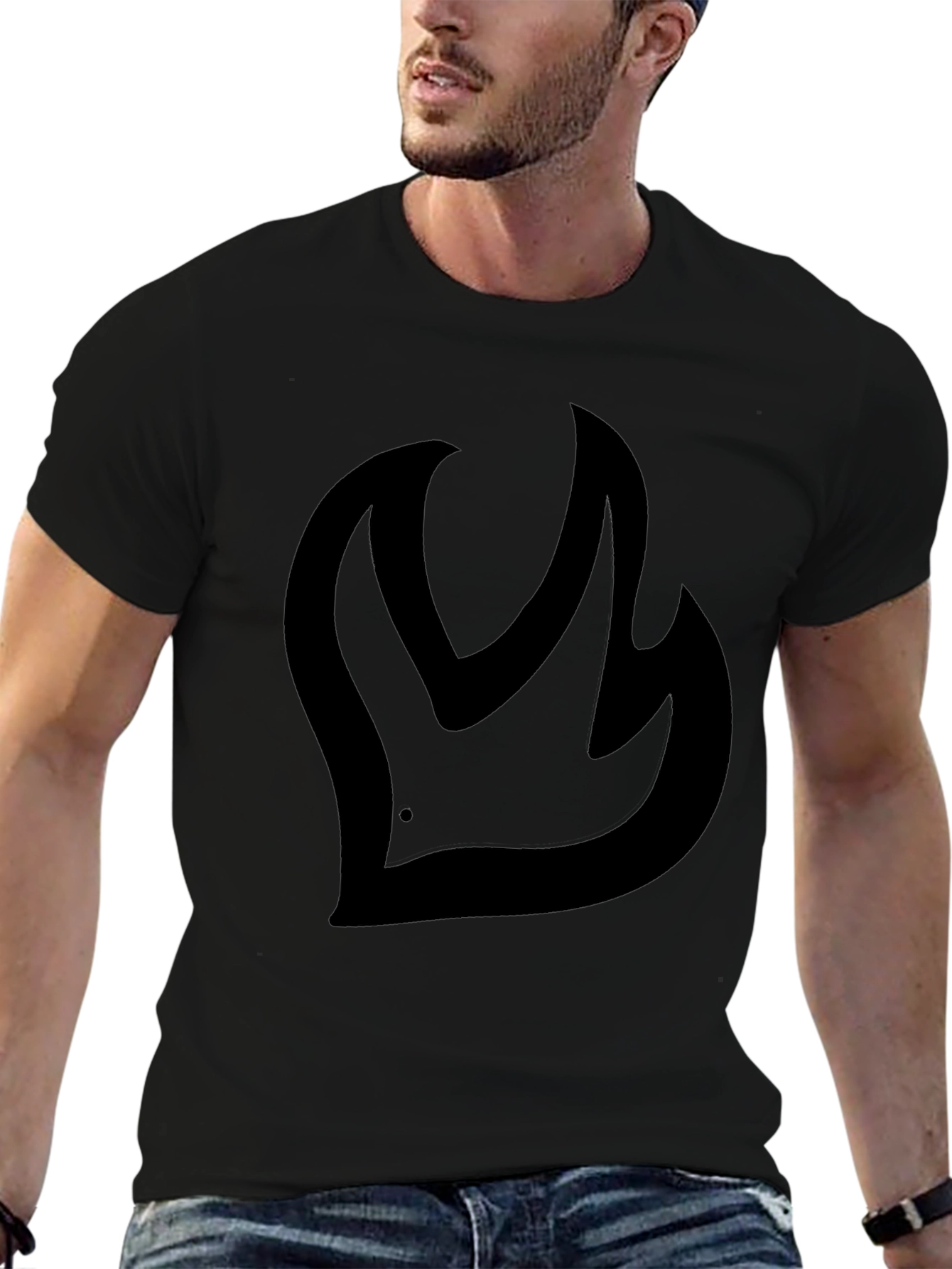 Bold Flame Graphic Black T-Shirt