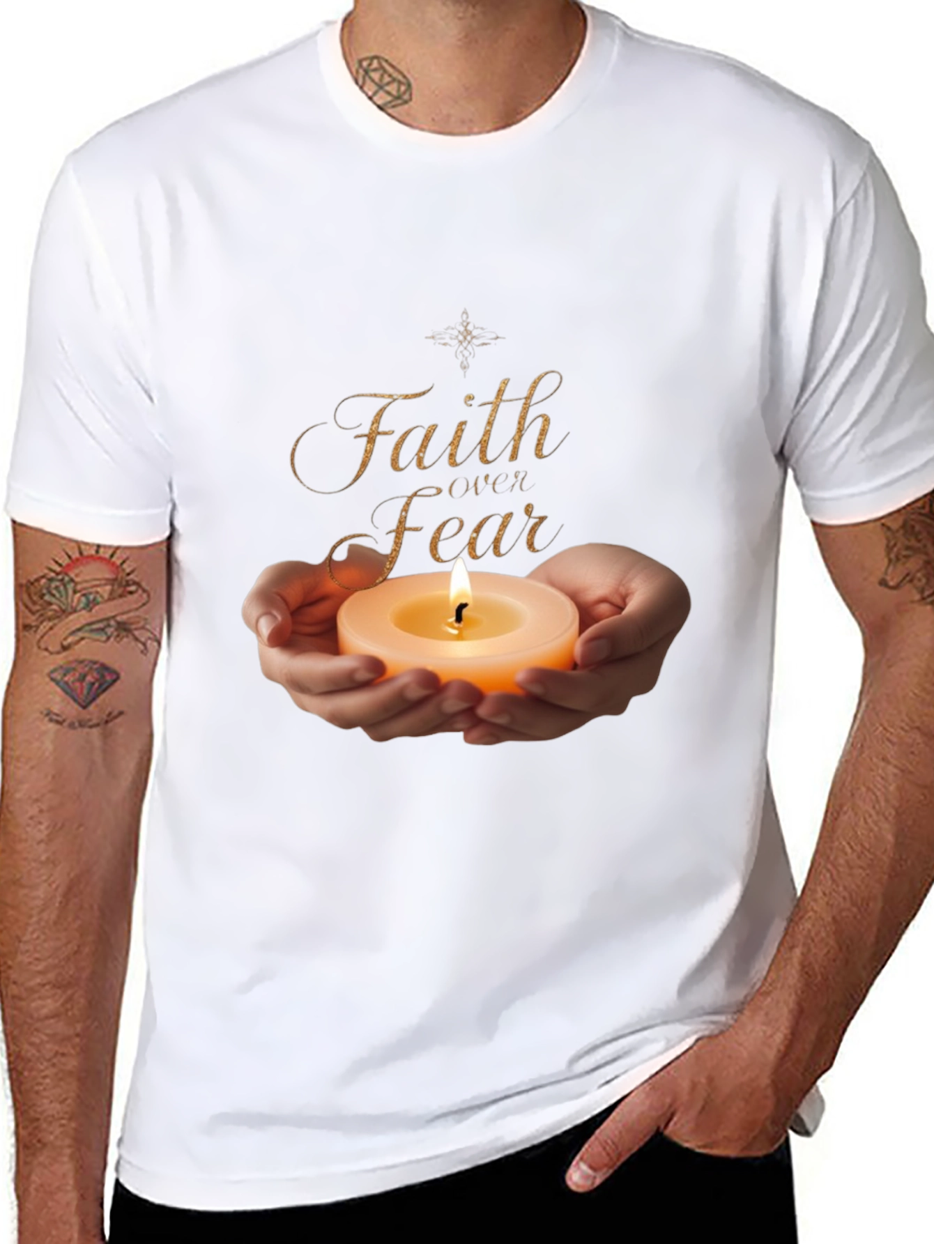 Faith Over Fear Graphic Tee - Light in Darkness