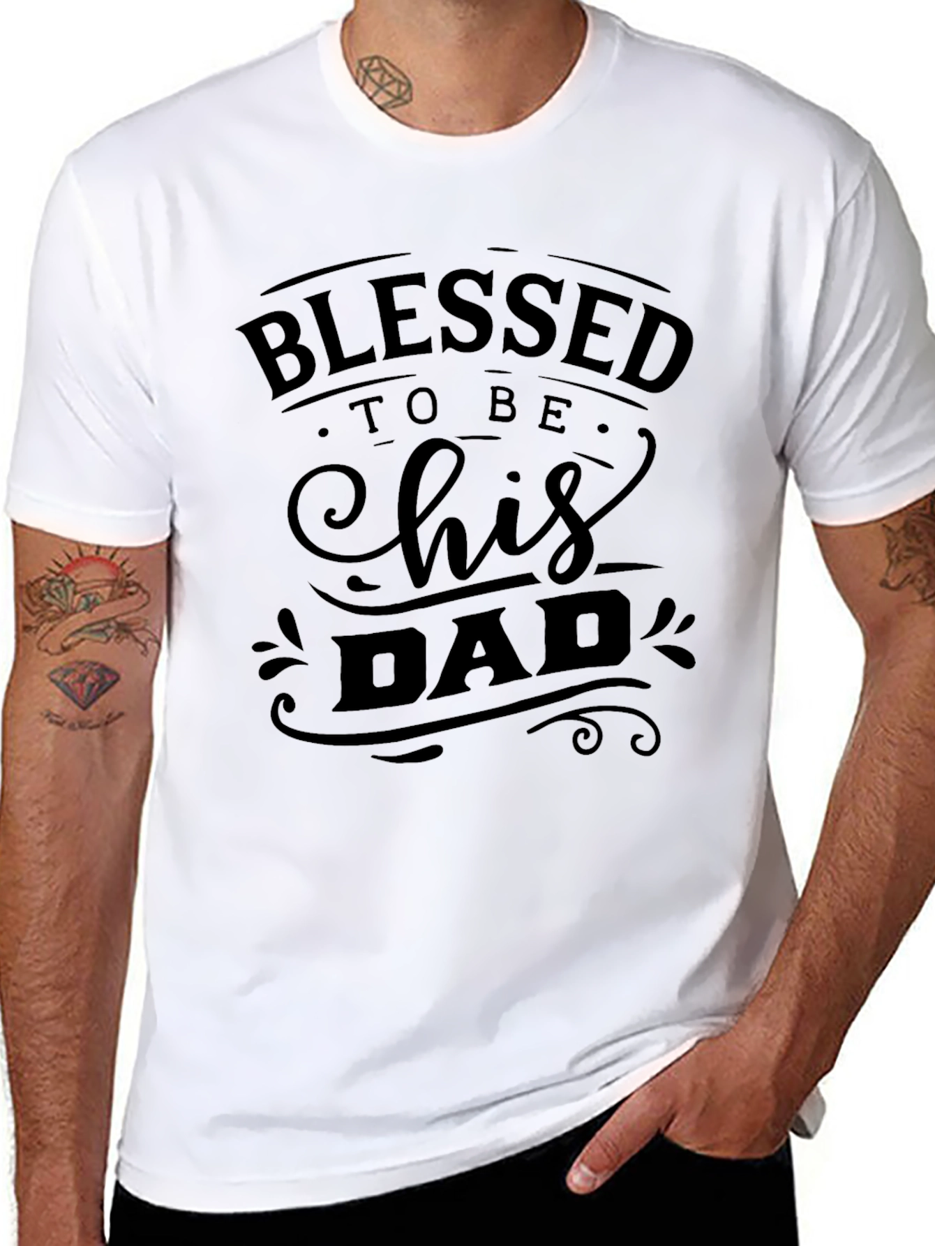 Blessed To Be His Dad T-Shirt Fathers Day Gift