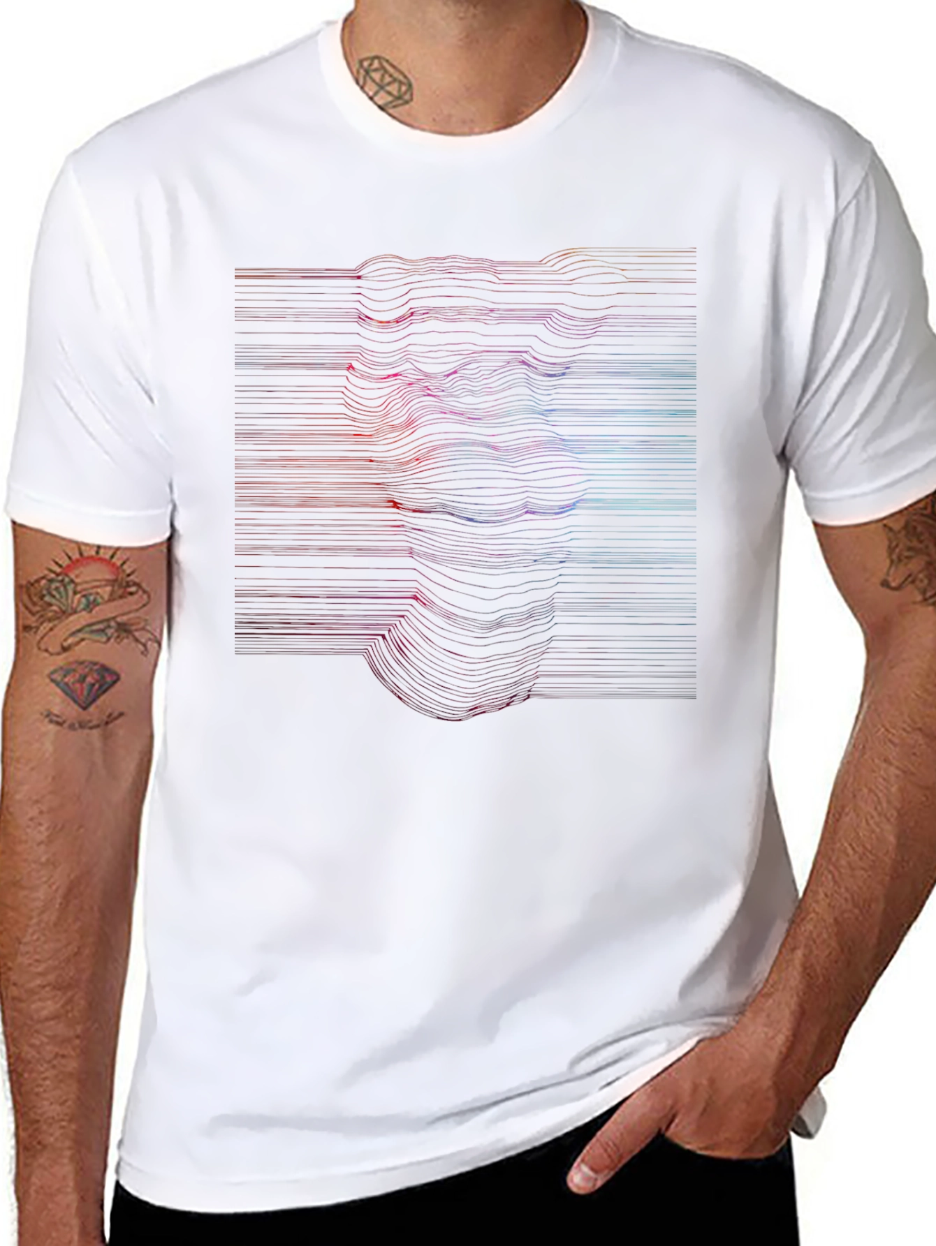 Abstract Line Art Face Graphic T-Shirt