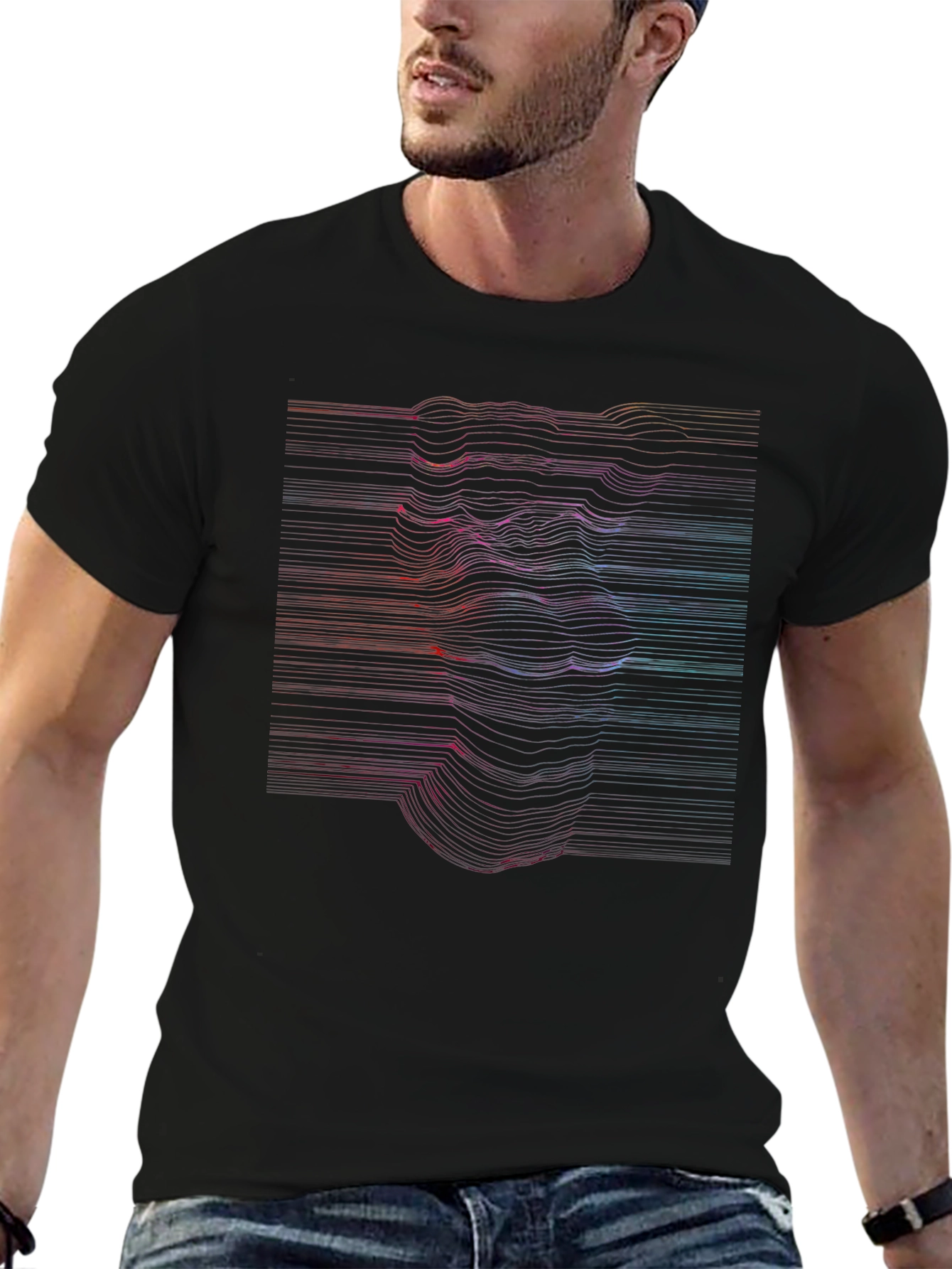 Abstract Line Art Face Graphic T-Shirt