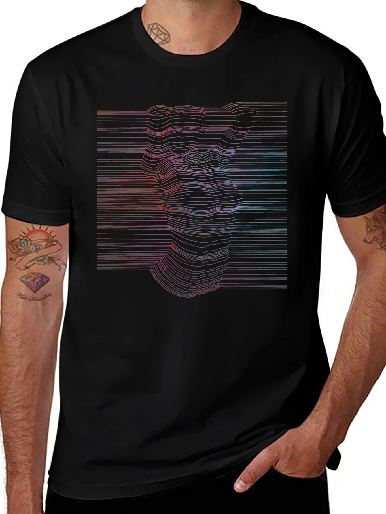Abstract Line Art Face Graphic T-Shirt