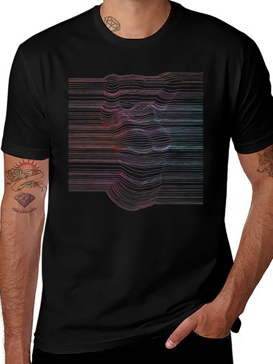 Abstract Line Art Face Graphic T-Shirt