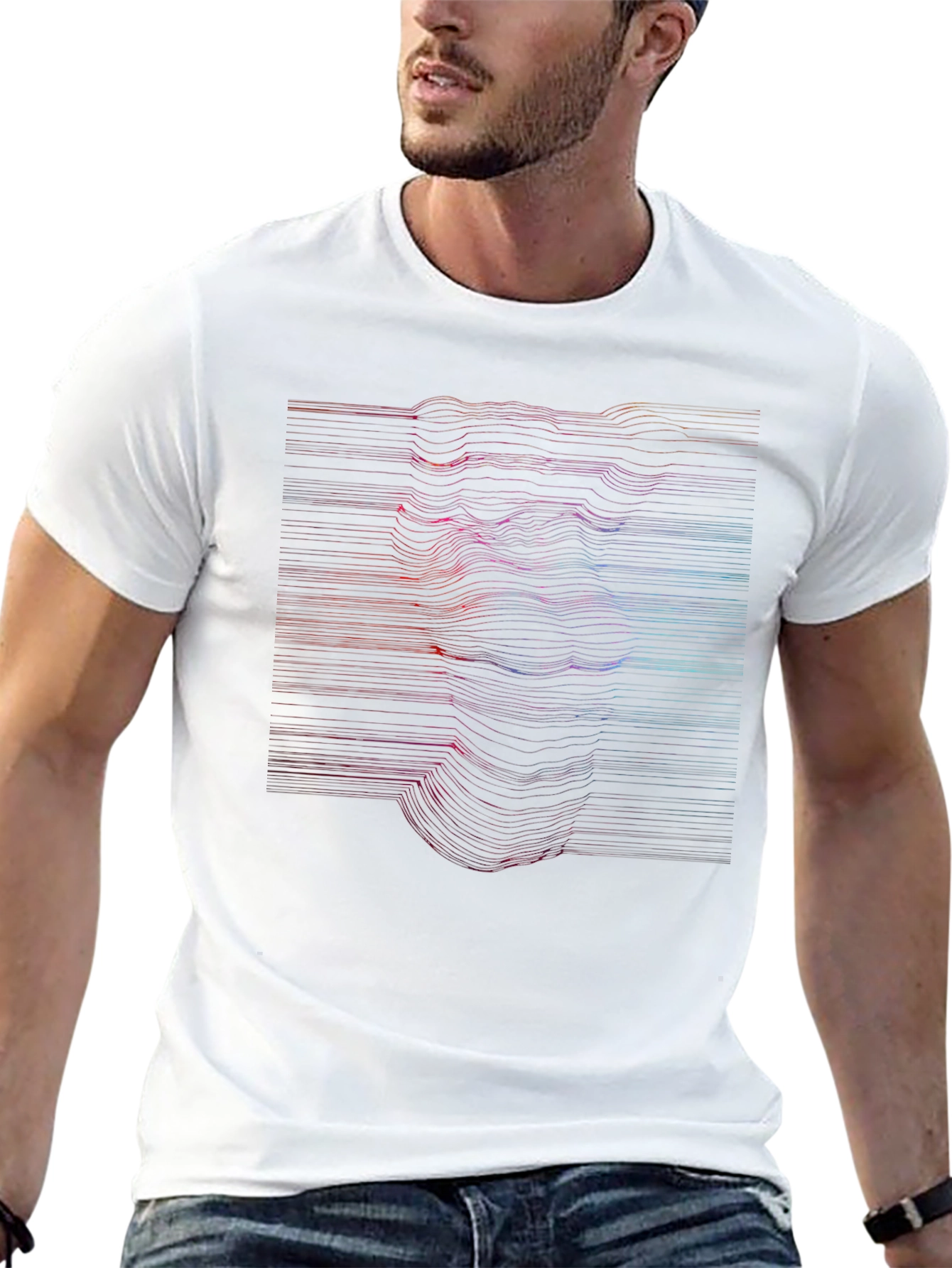 Abstract Line Art Face Graphic T-Shirt