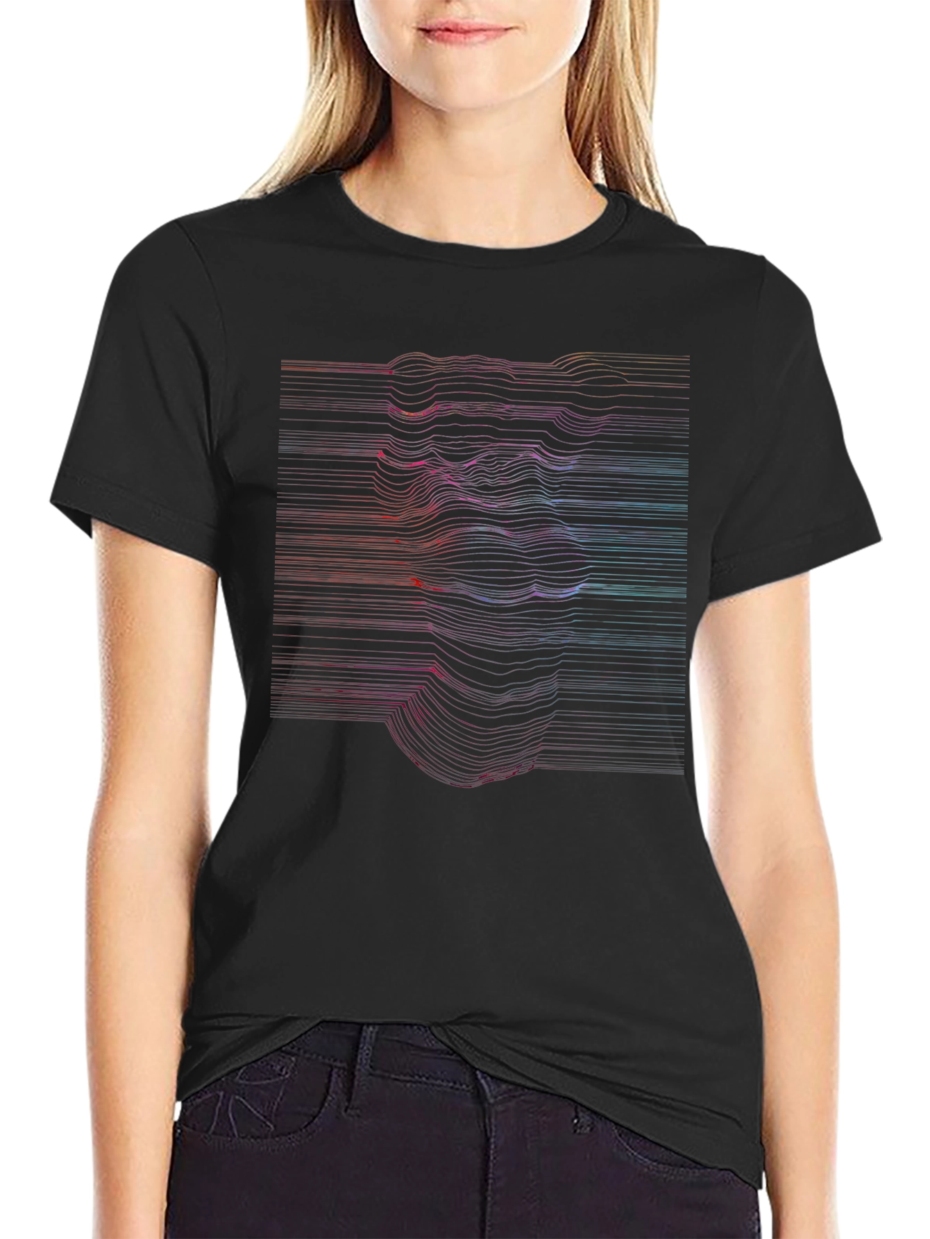 Abstract Line Art Face Graphic T-Shirt