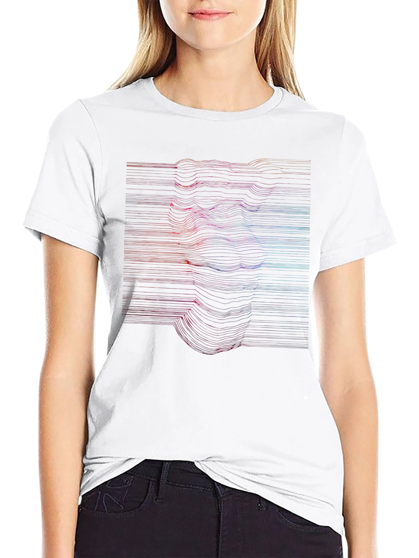 Abstract Line Art Face Graphic T-Shirt