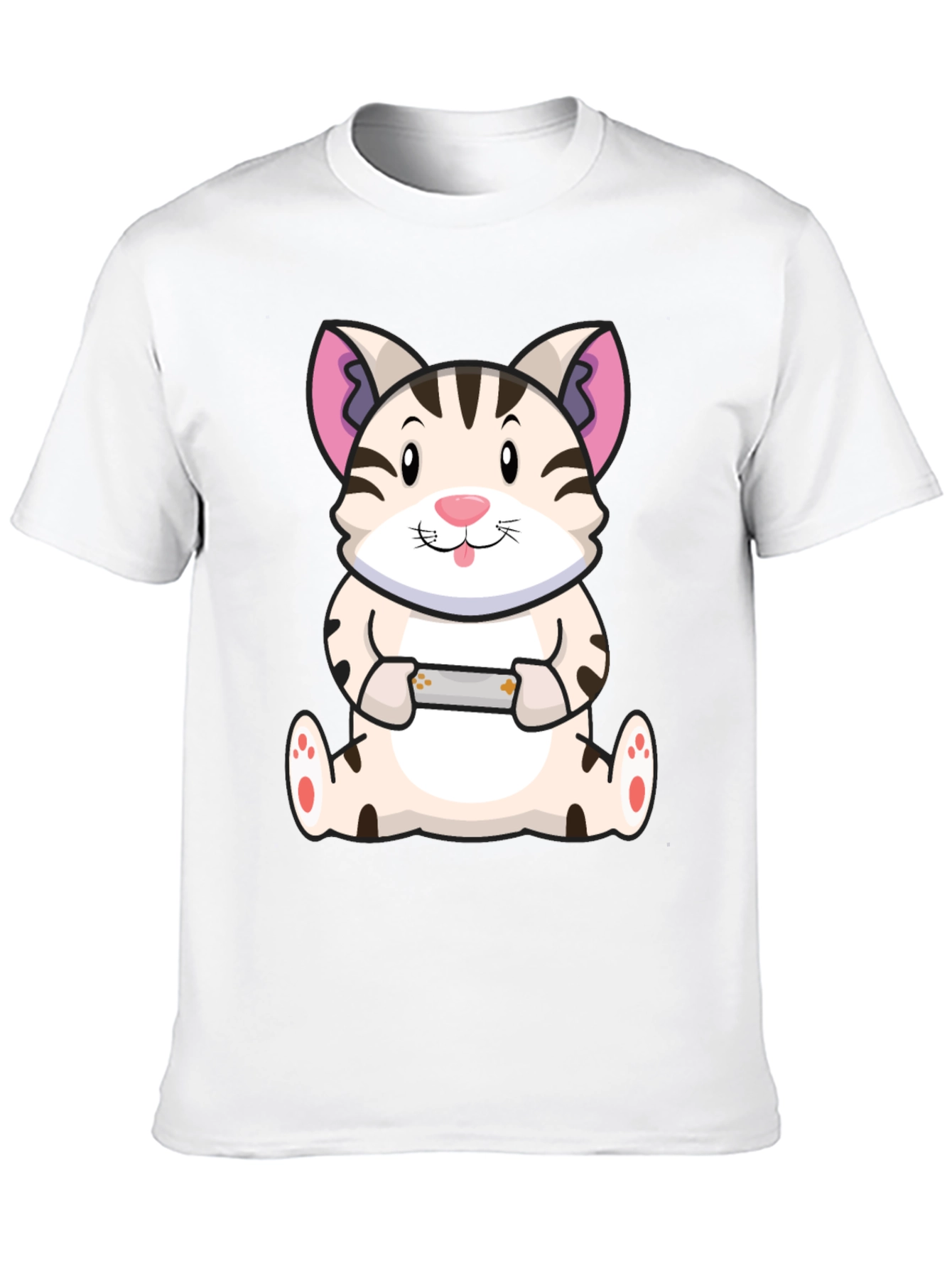 Gamer Cat Graphic Tee - Funny Cute T-Shirt