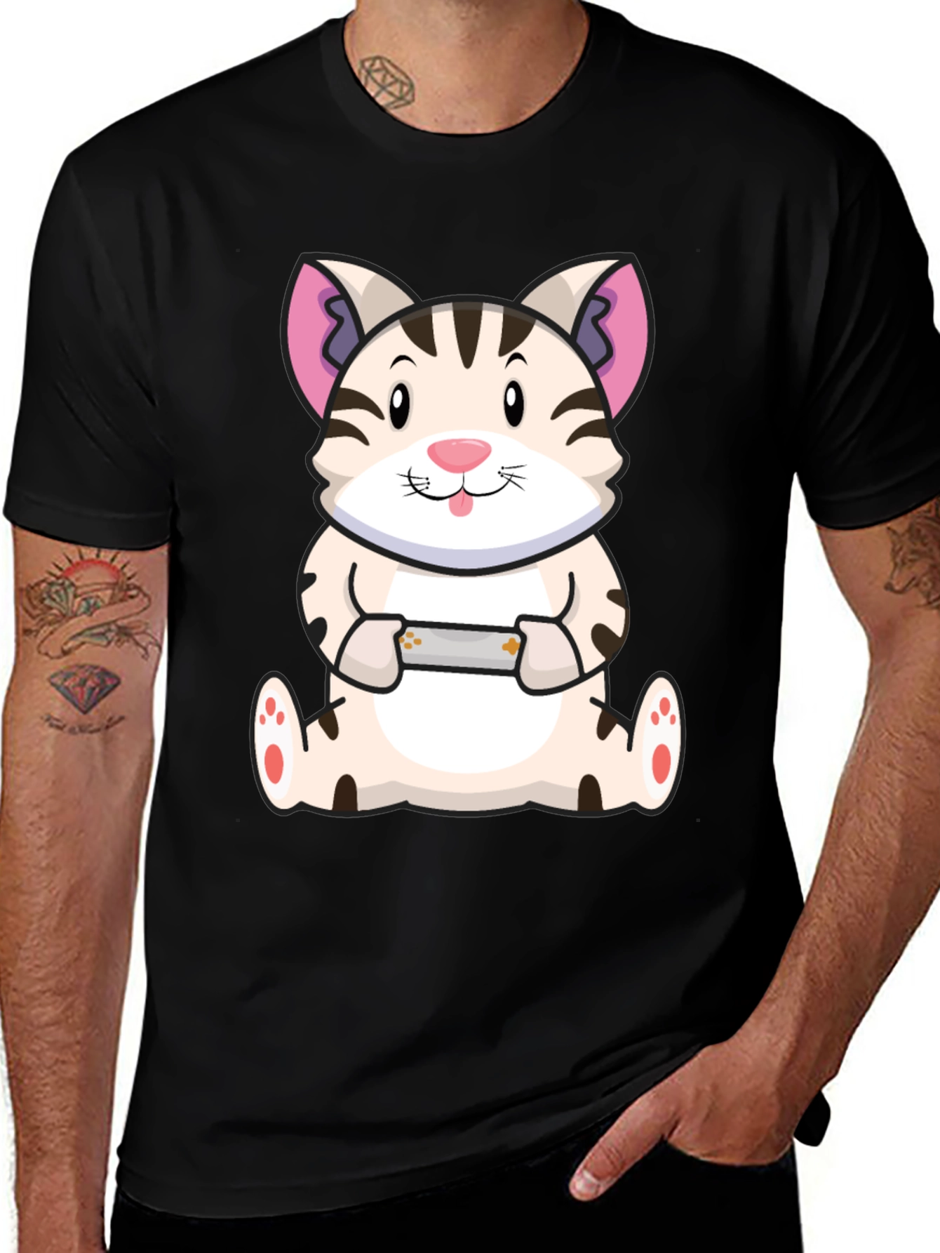 Gamer Cat Graphic Tee - Funny Cute T-Shirt