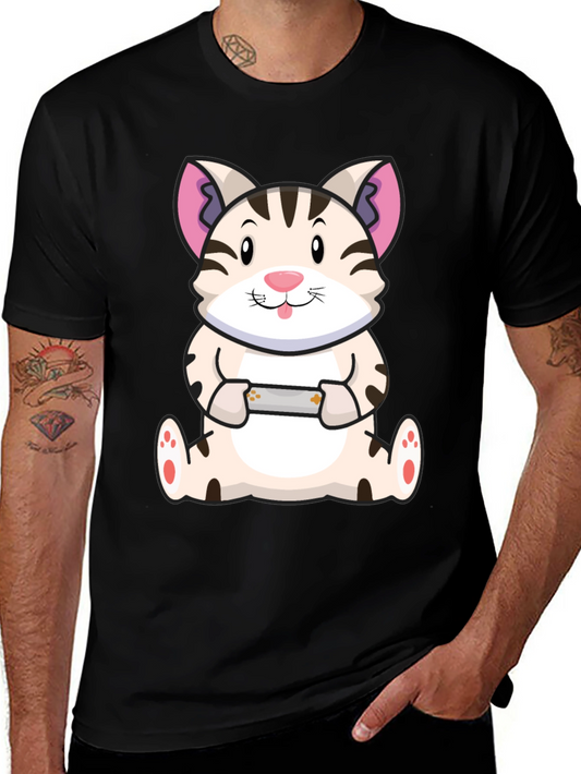 Gamer Cat Graphic Tee - Funny Cute T-Shirt