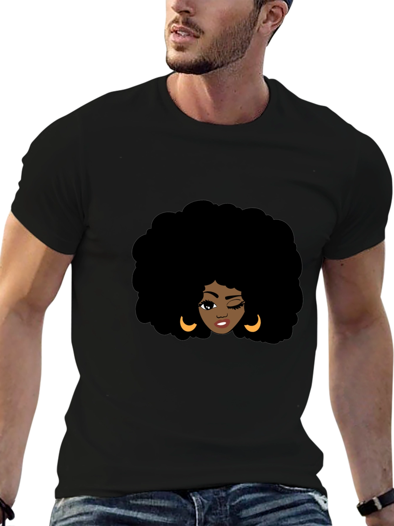Afro Woman Graphic Black T-Shirt