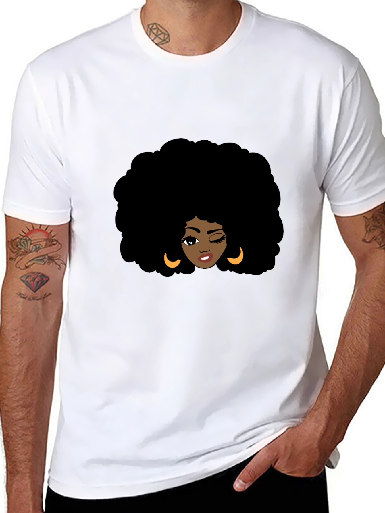 Afro Woman Graphic Black T-Shirt