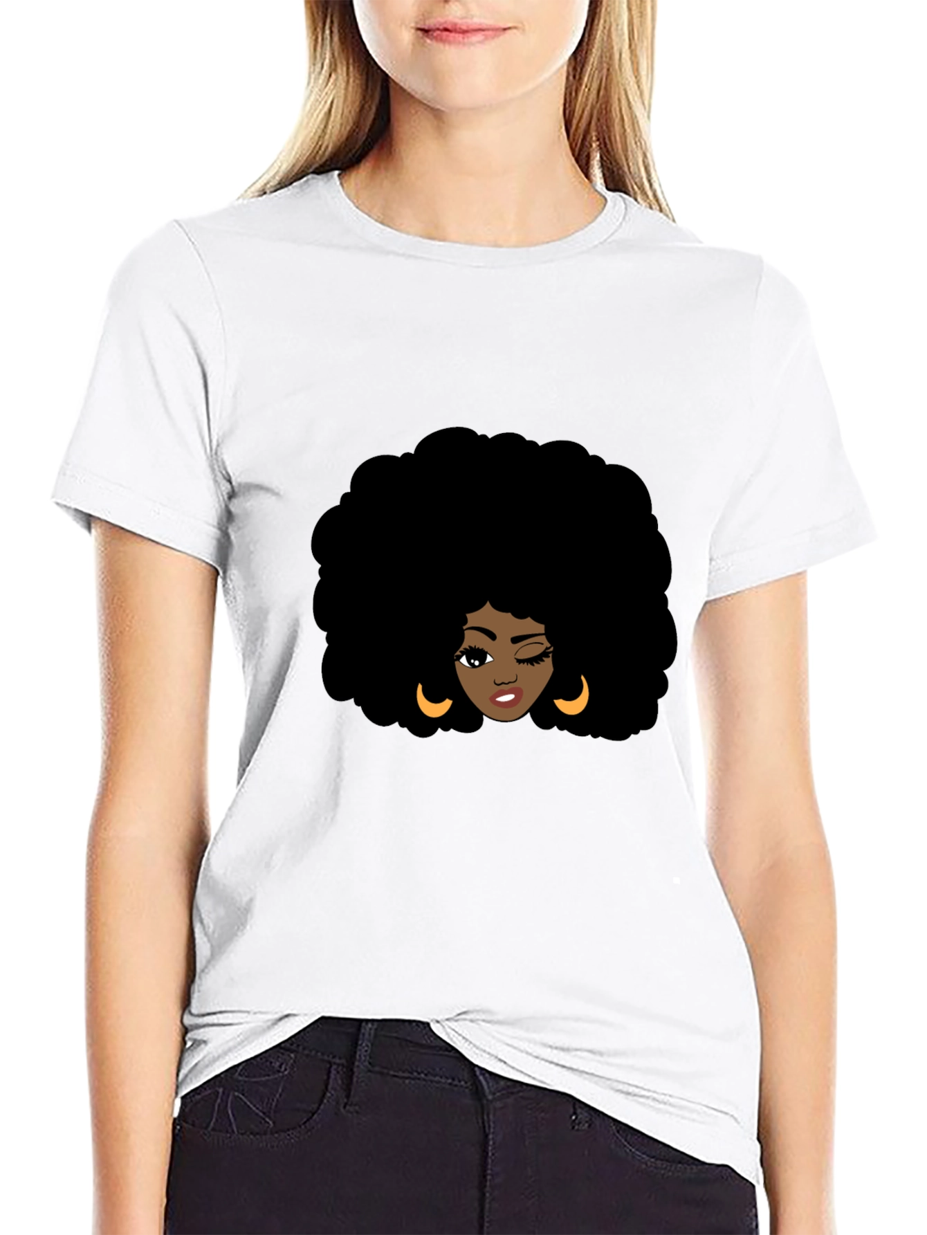 Afro Woman Graphic Black T-Shirt