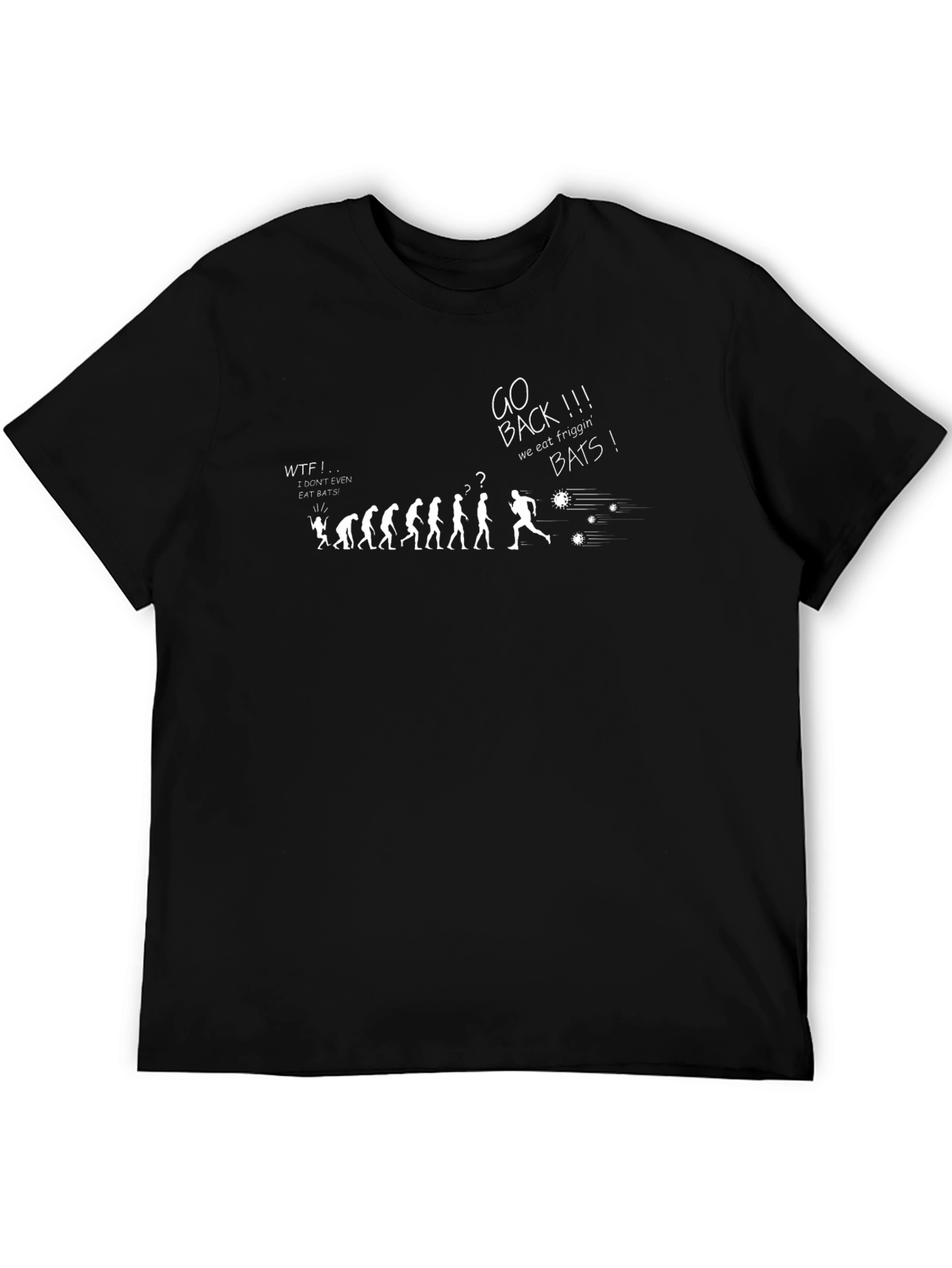 Humorous Evolution of Man vs. Bats Graphic Tee