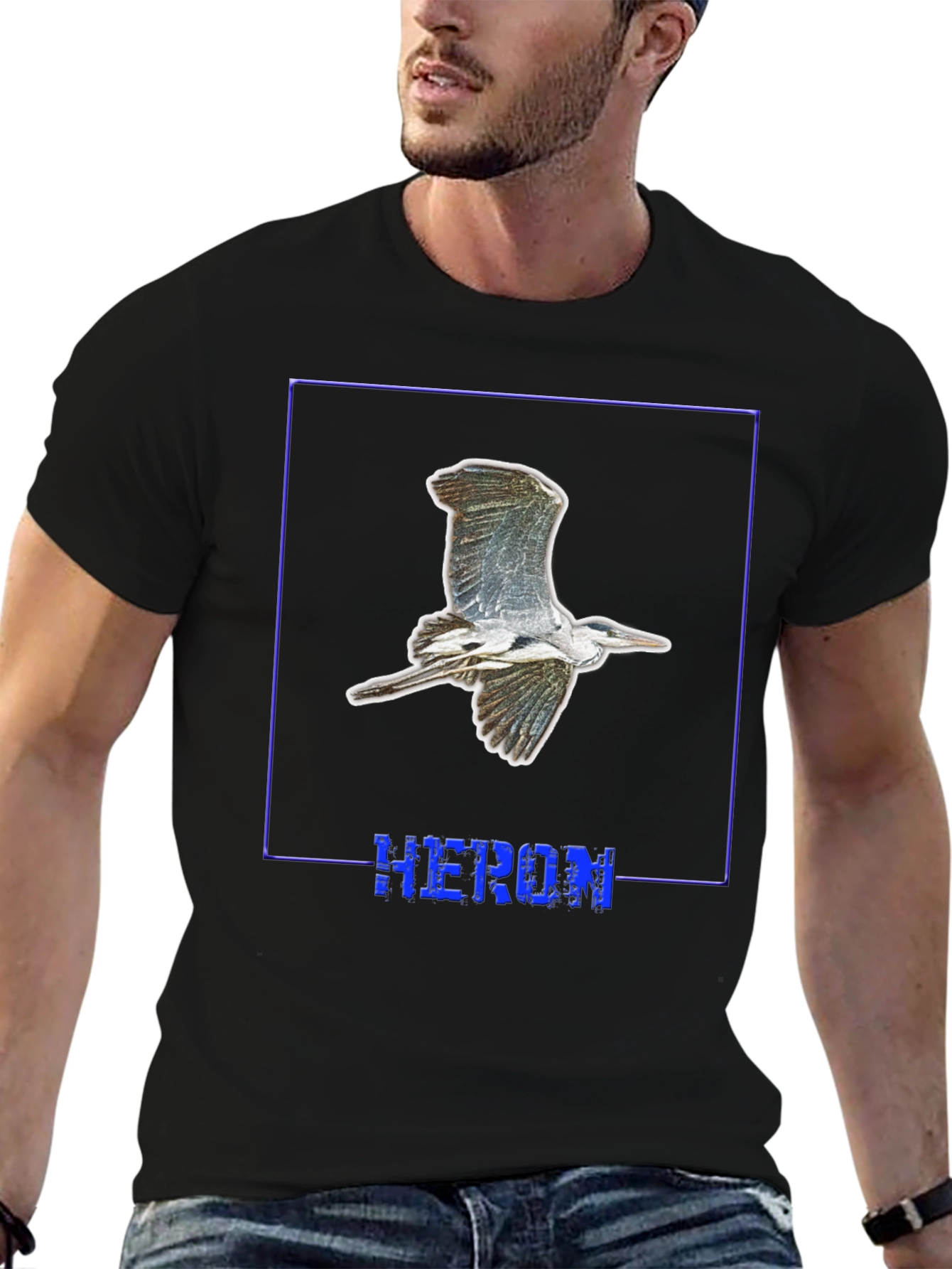 Heron Graphic Black T-Shirt