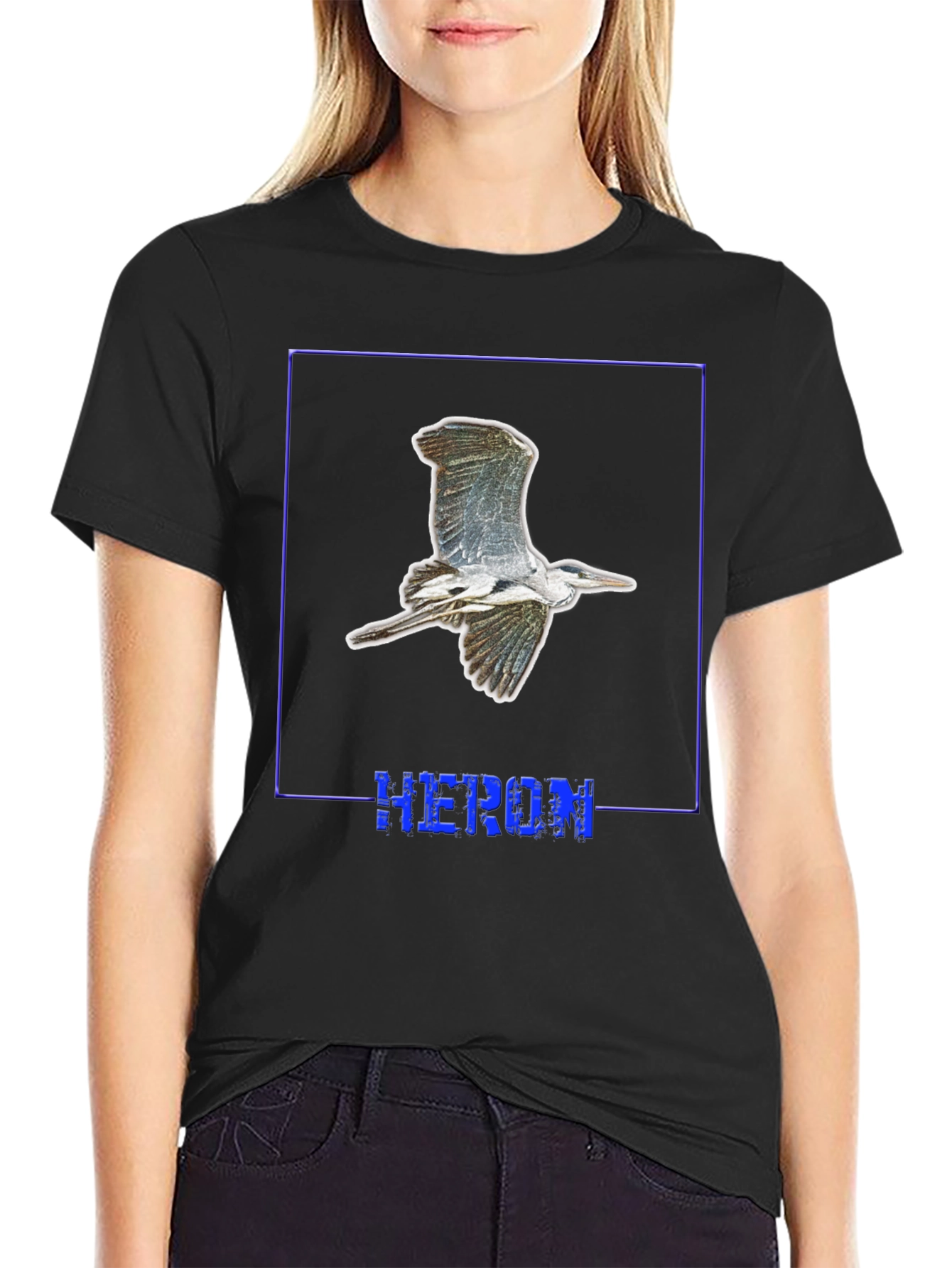 Heron Graphic Black T-Shirt