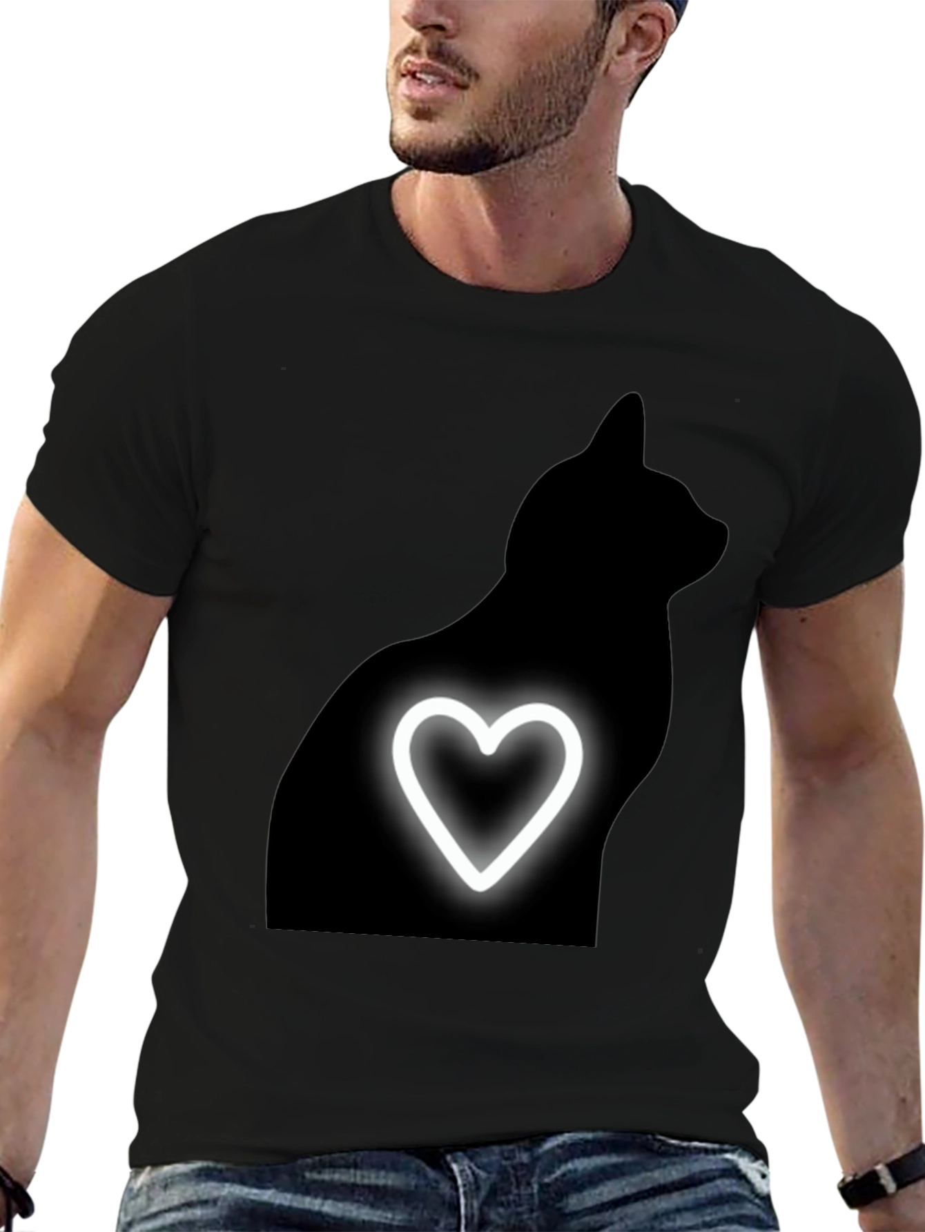 Black Cat Heart Tee - Mens Graphic T-Shirt