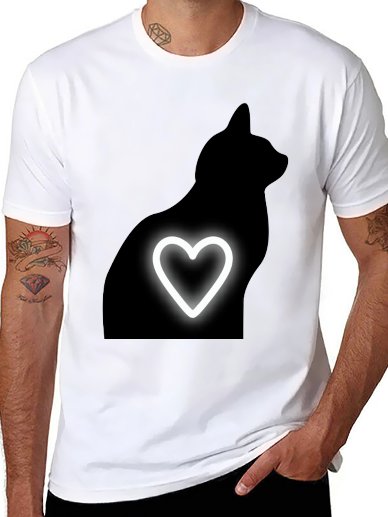 Black Cat Heart Tee - Mens Graphic T-Shirt