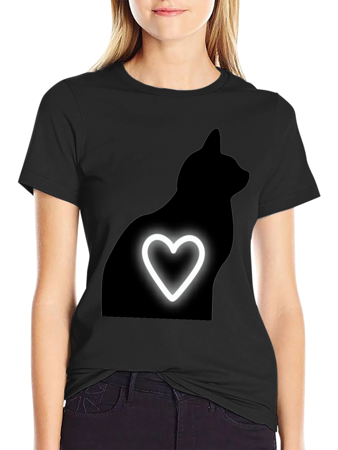 Black Cat Heart Tee - Mens Graphic T-Shirt