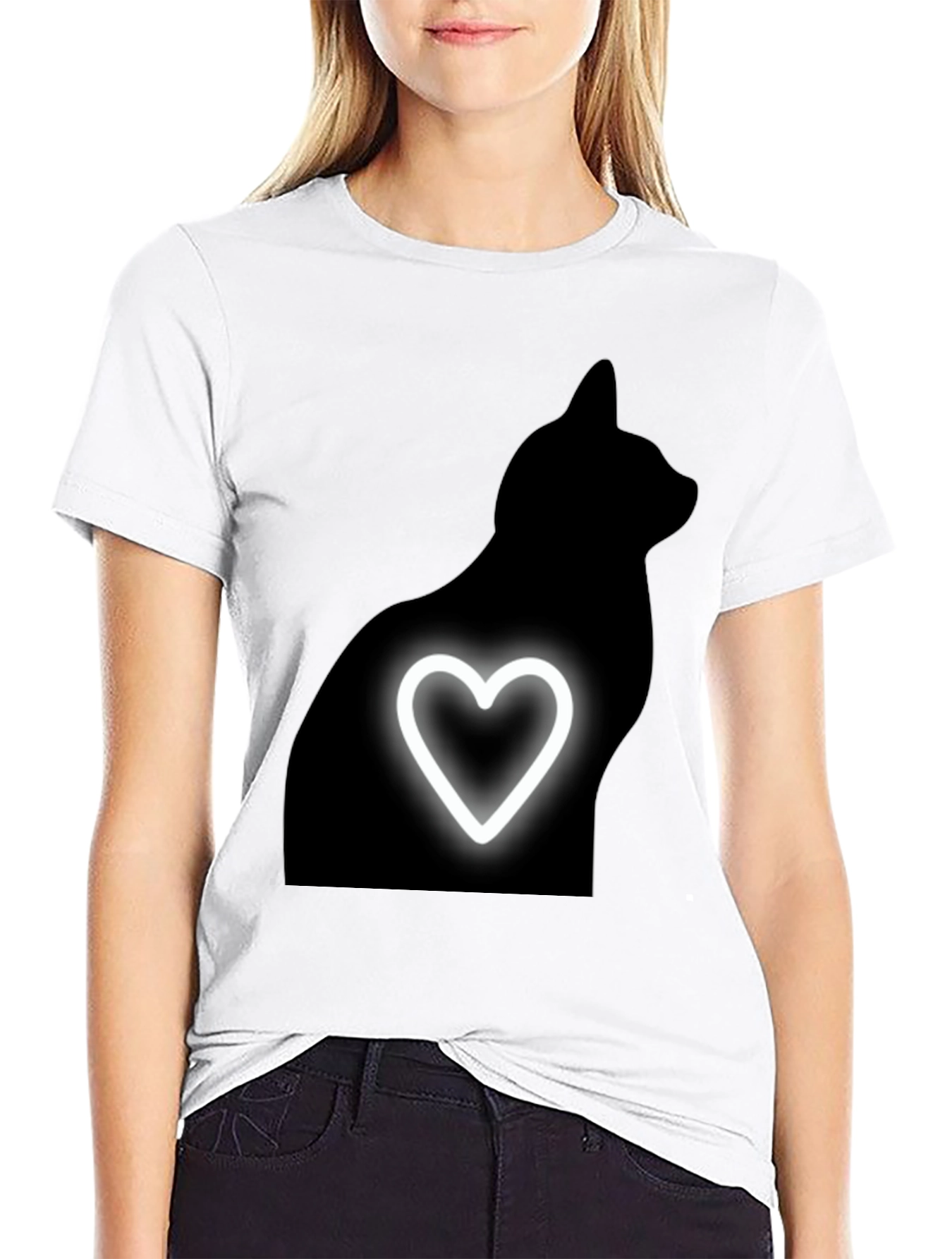 Black Cat Heart Tee - Mens Graphic T-Shirt