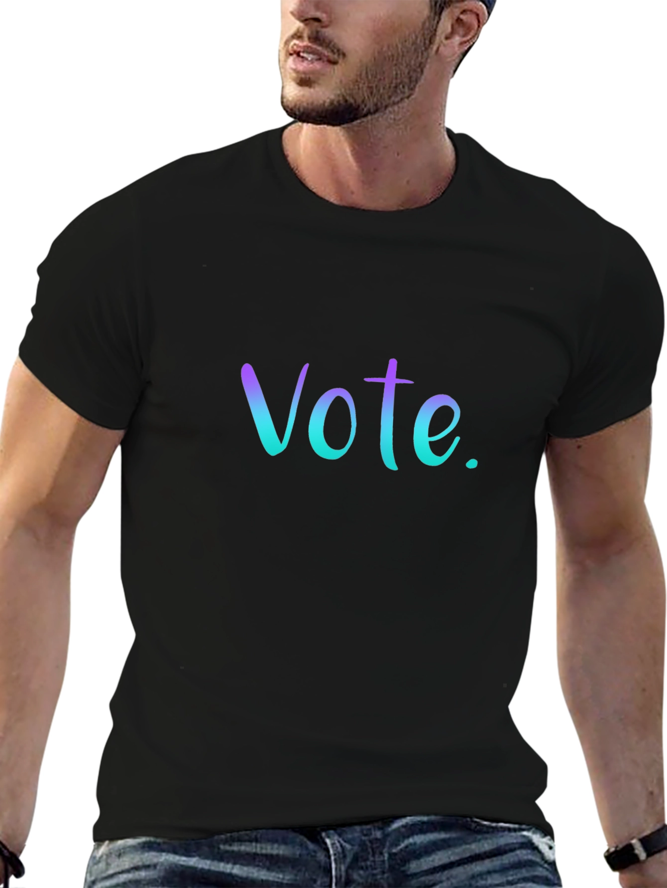 Vote T-Shirt: Gradient Lettering Casual Fit