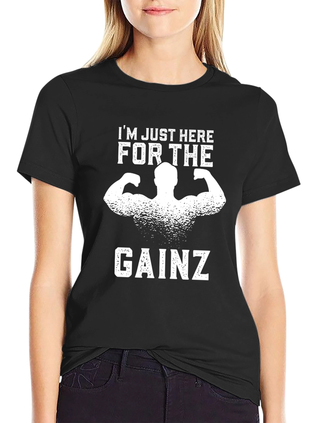 Im Just Here For The Gainz Black T-Shirt