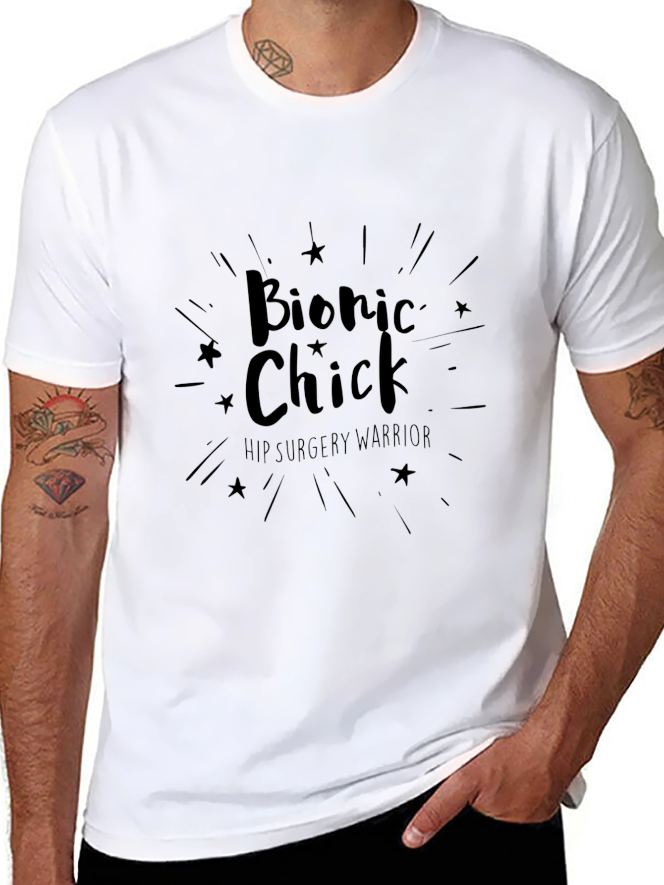 Bionic Chick Hip Surgery Warrior Black T-Shirt
