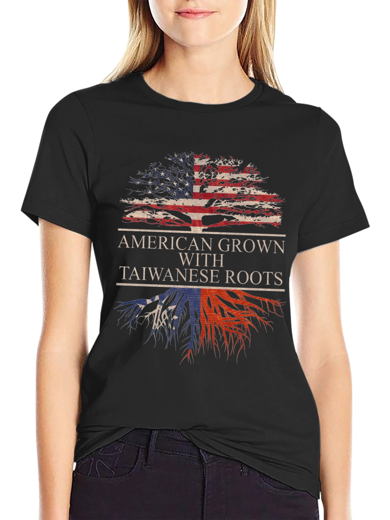 American Grown Taiwanese Roots Graphic T-Shirt