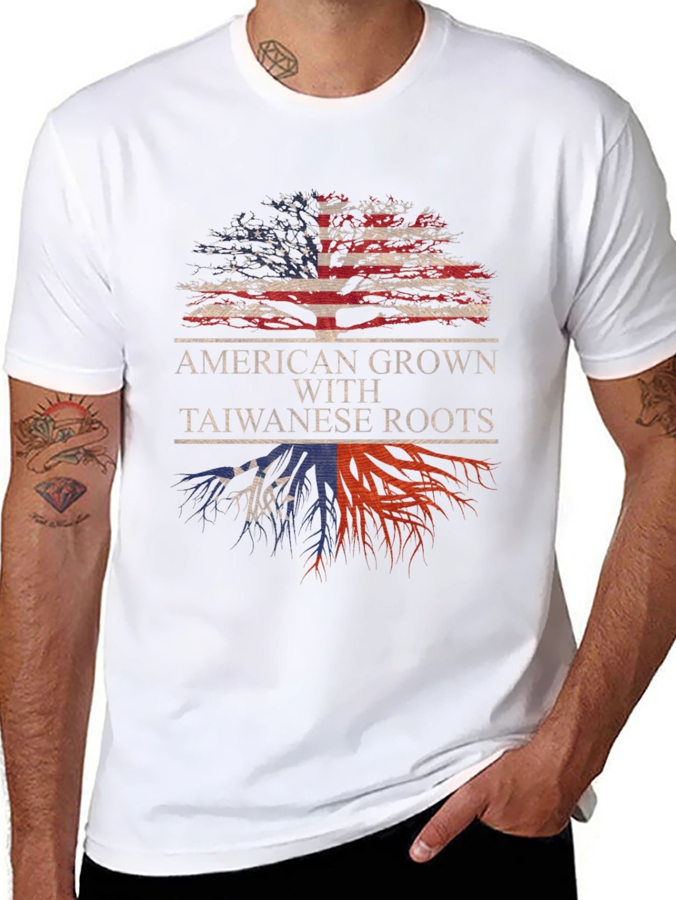 American Grown Taiwanese Roots Graphic T-Shirt