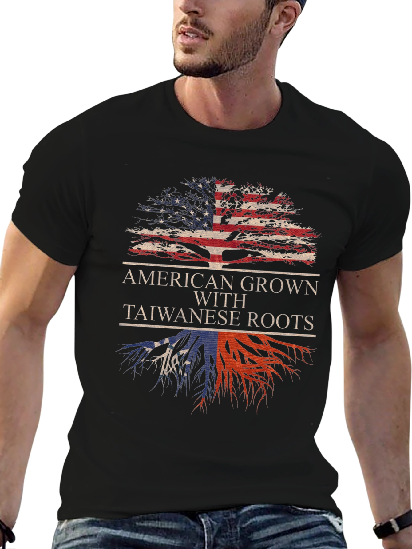 American Grown Taiwanese Roots Graphic T-Shirt