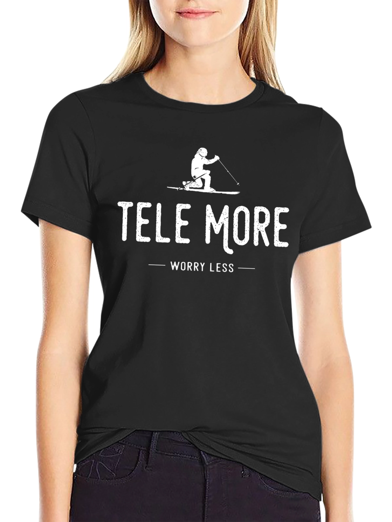Tele More Worry Less Black T-Shirt