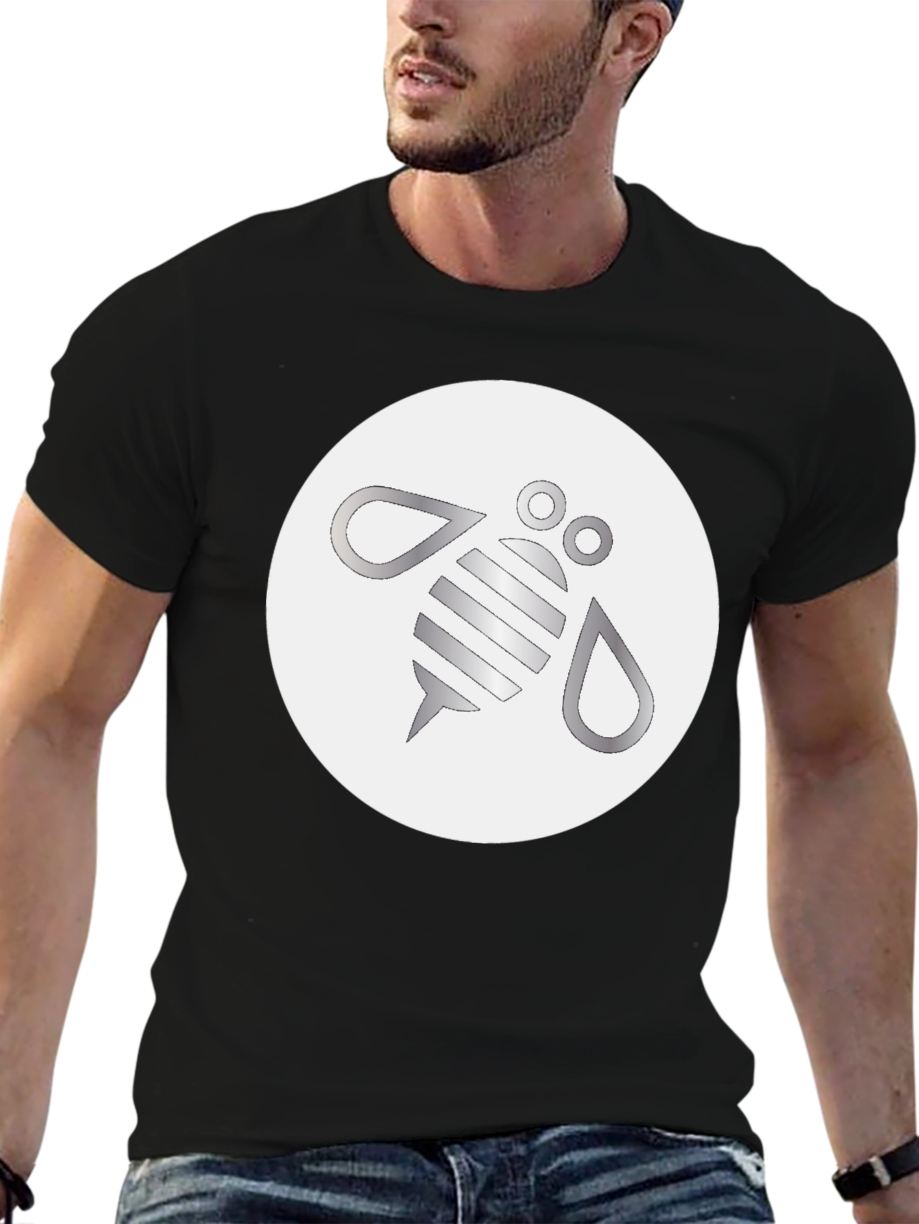 Modern Bee Graphic Black T-Shirt