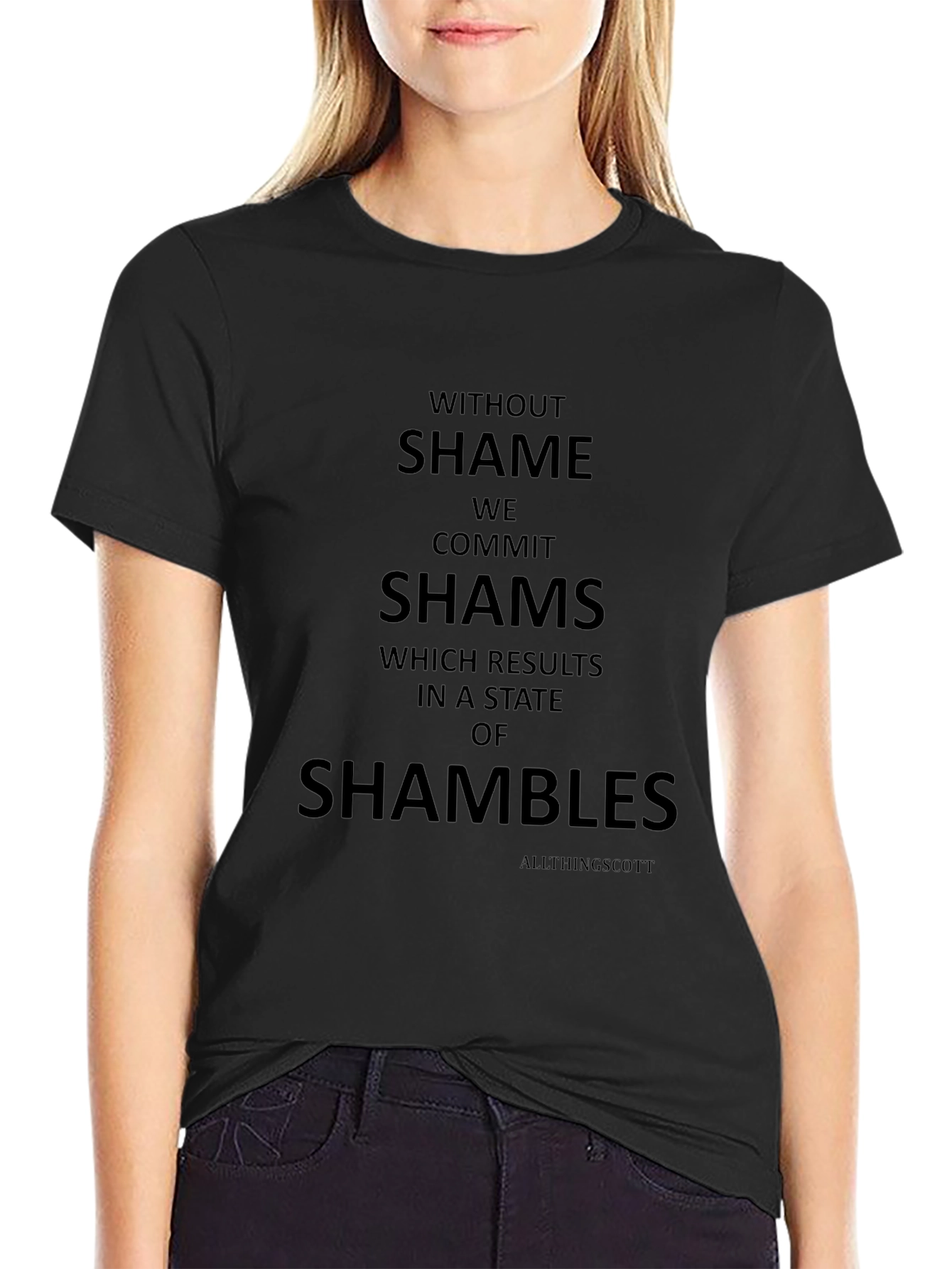 Shame Shambles Graphic Print Black T-Shirt