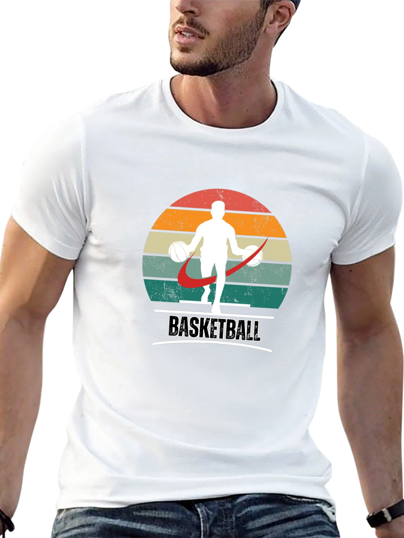 Retro Basketball Player Graphic T-Shirt