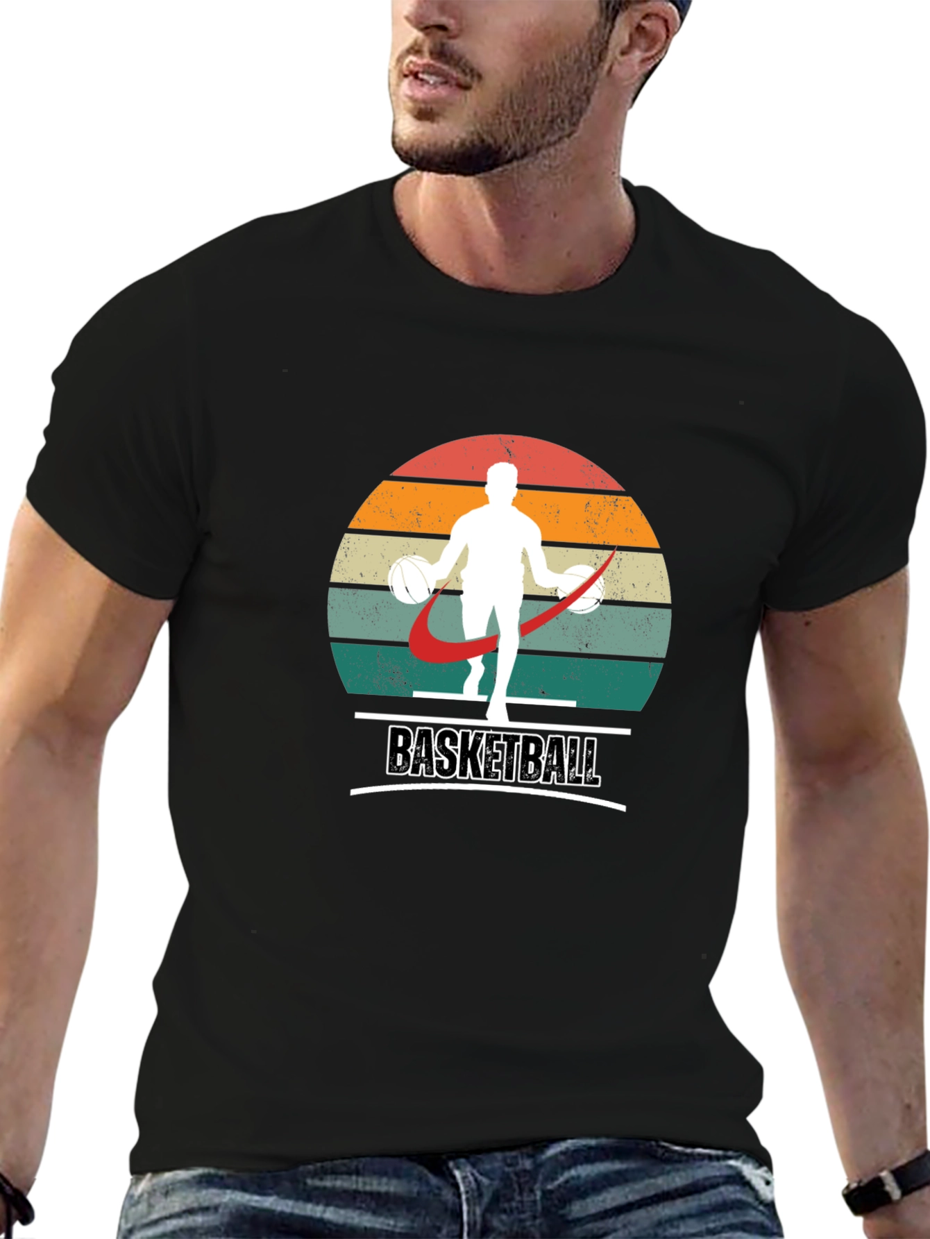 Retro Basketball Player Graphic T-Shirt