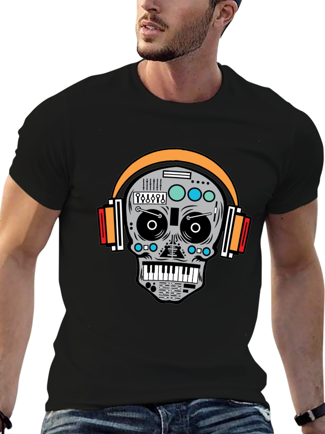 DJ Skull Graphic T-Shirt - Cool Music Lover Tee