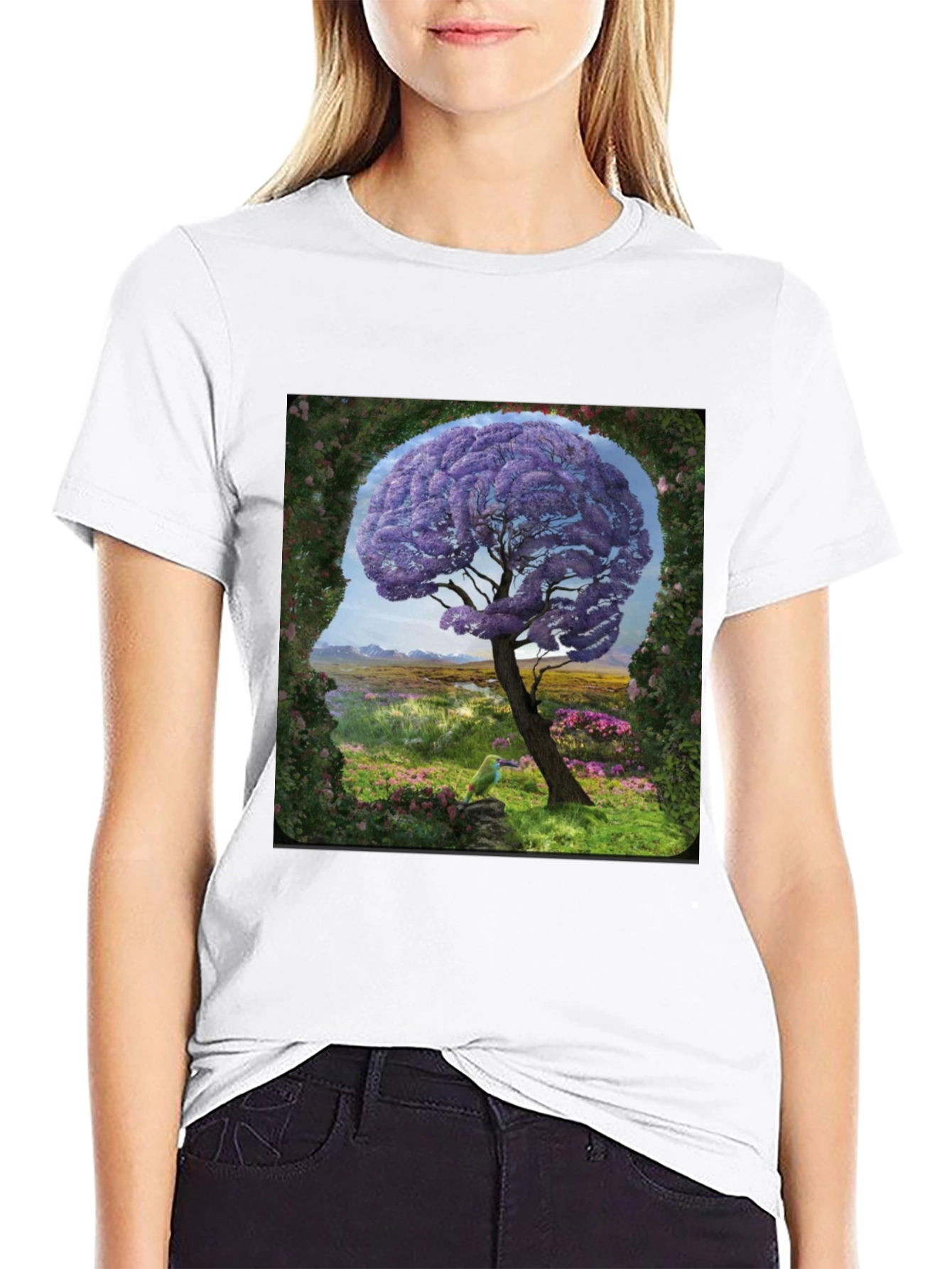 Abstract Brain Tree Graphic T-Shirt