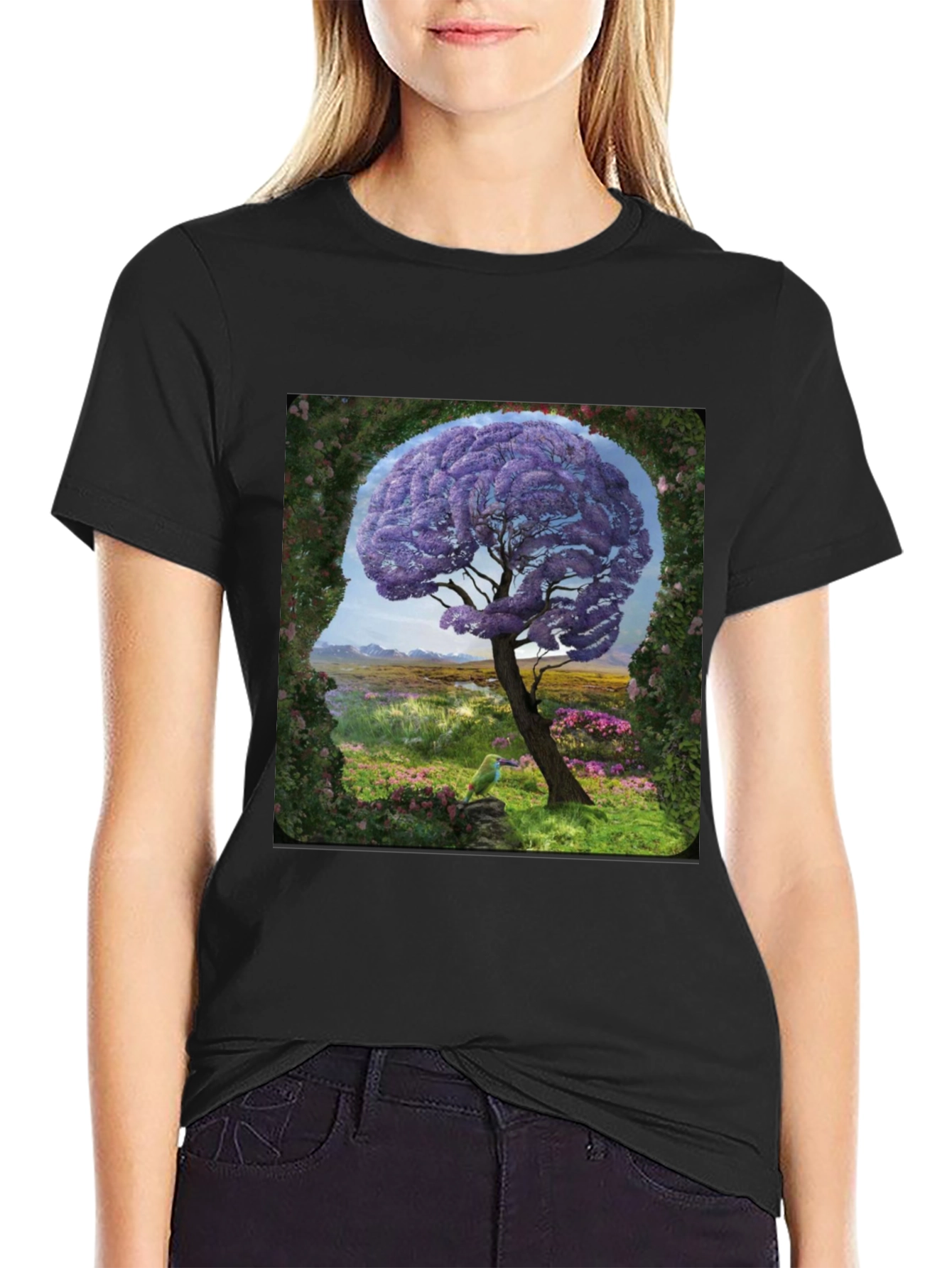 Abstract Brain Tree Graphic T-Shirt