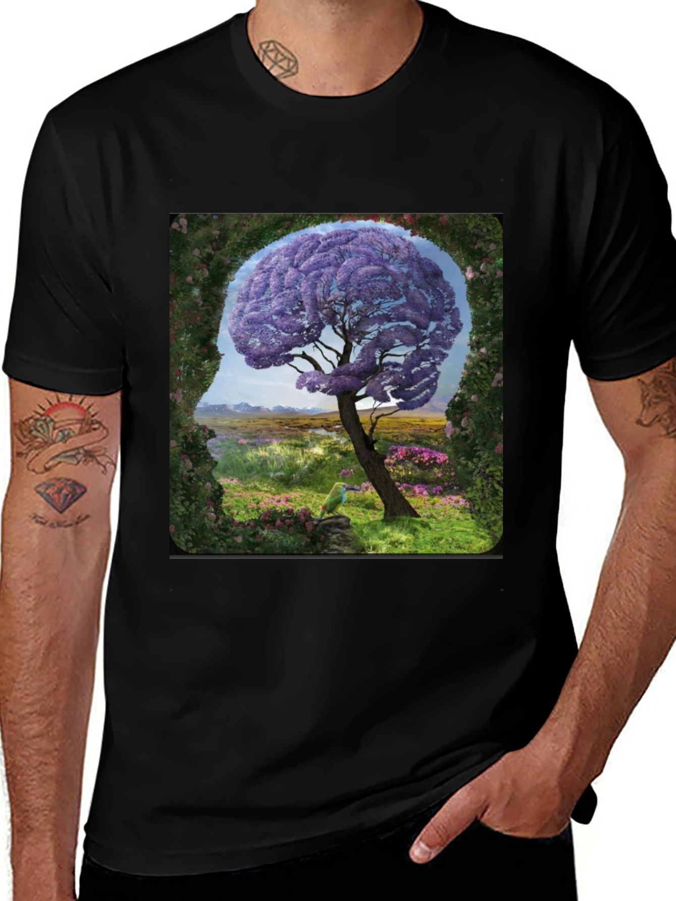 Abstract Brain Tree Graphic T-Shirt
