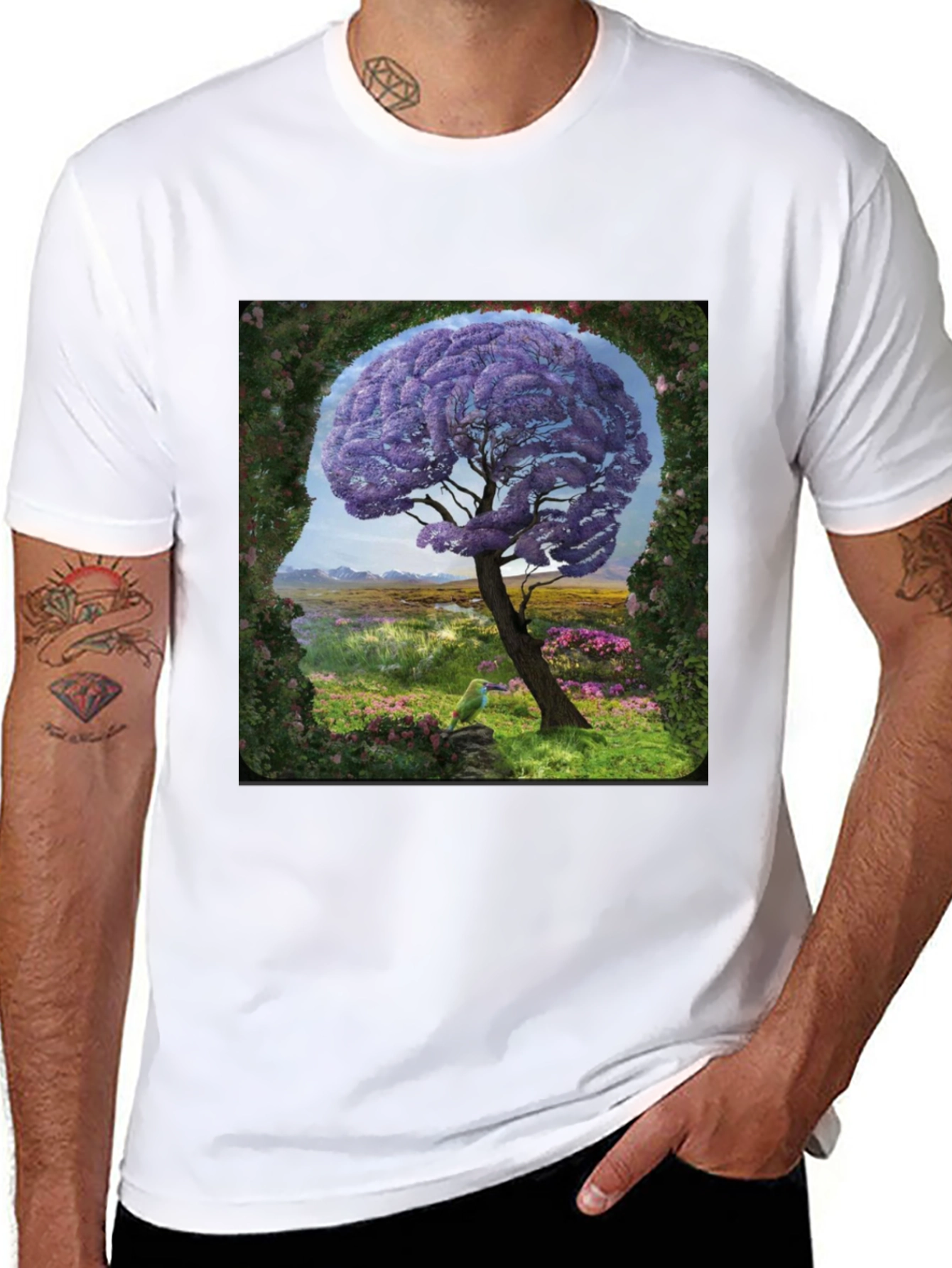 Abstract Brain Tree Graphic T-Shirt
