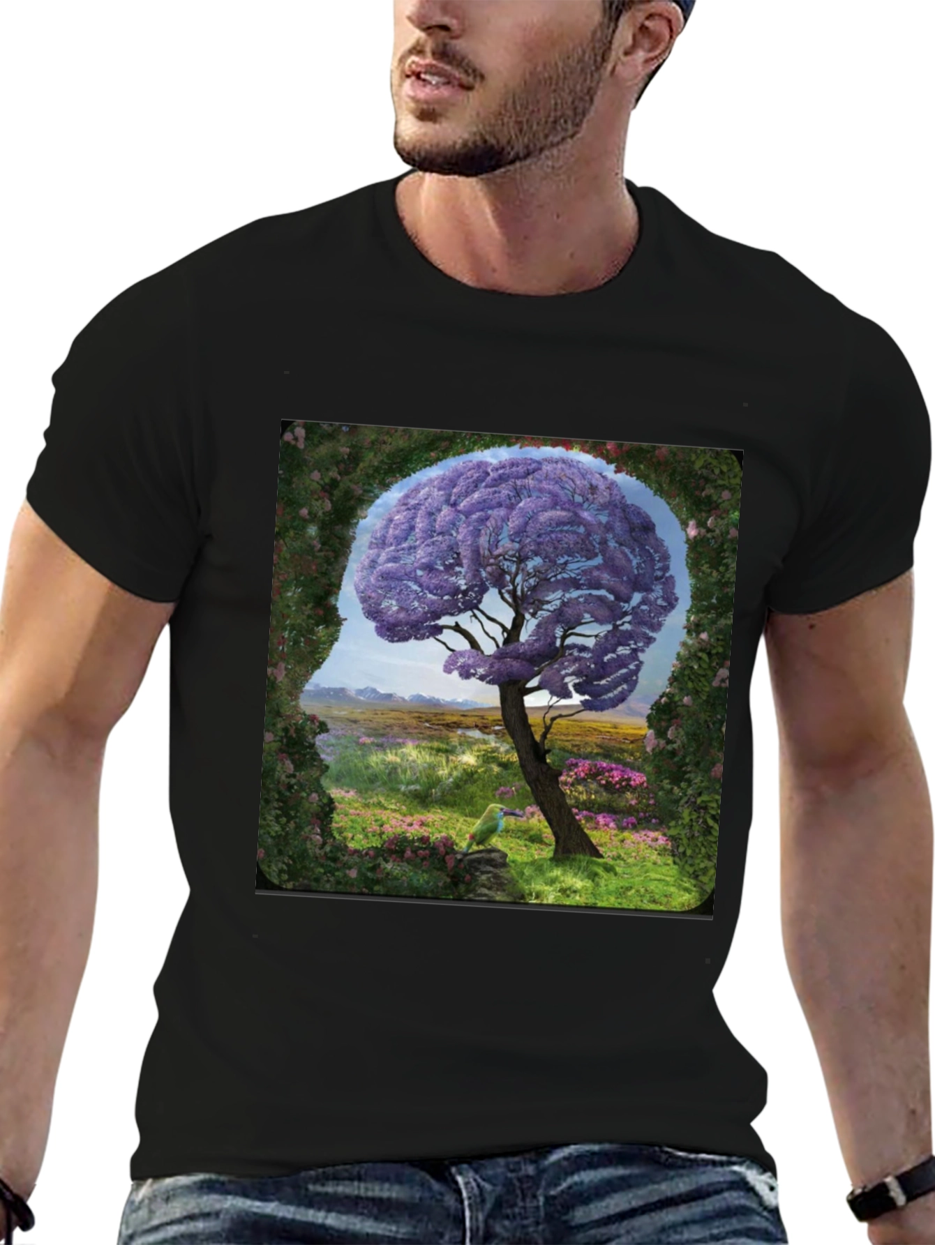 Abstract Brain Tree Graphic T-Shirt
