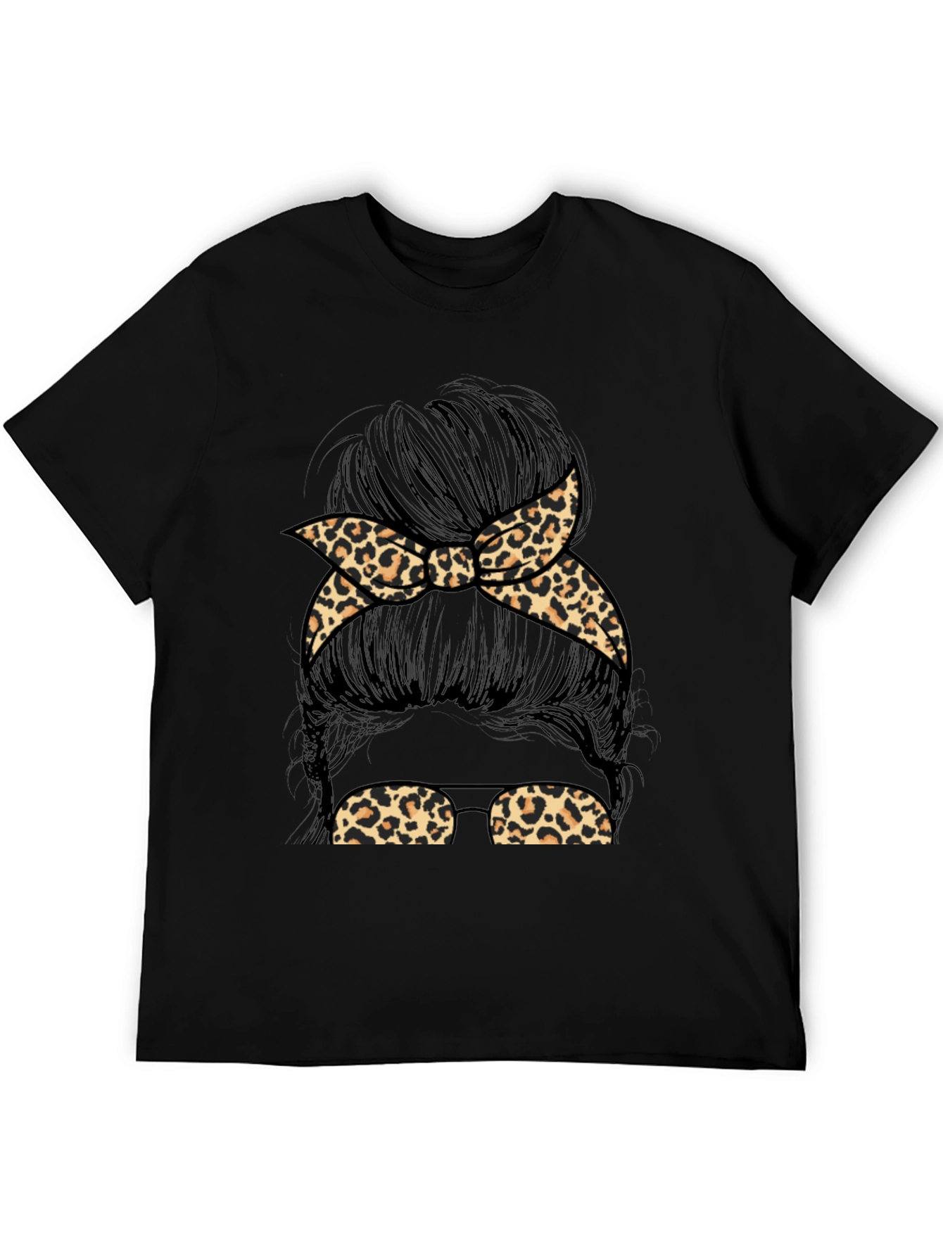 Messy Bun Leopard Print Tee
