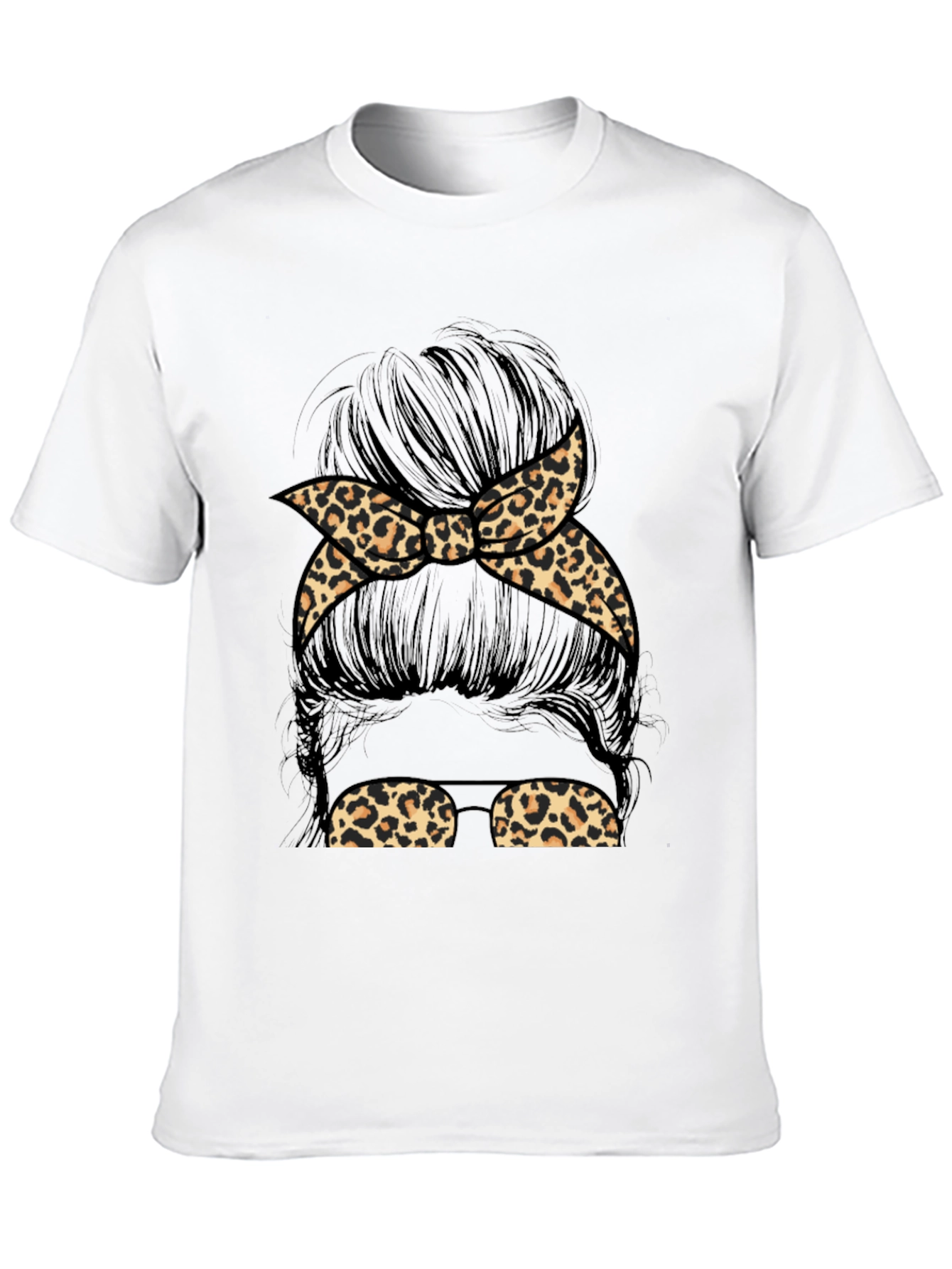Messy Bun Leopard Print Tee