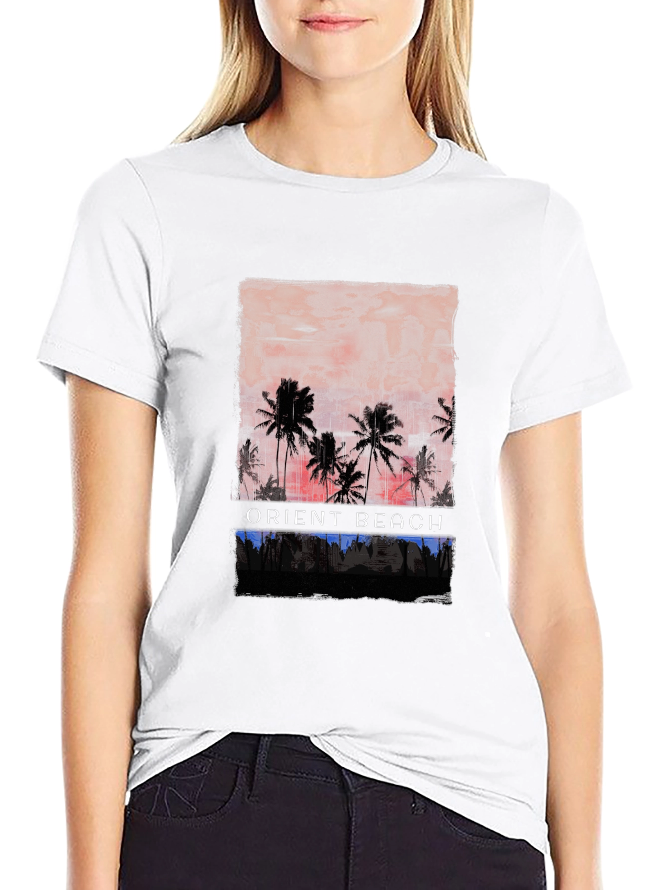 Orient Beach Palm Tree Graphic T-Shirt