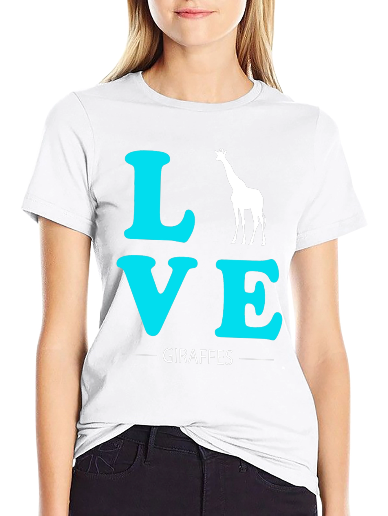 Love Giraffes Graphic Tee - Black Cotton T-Shirt