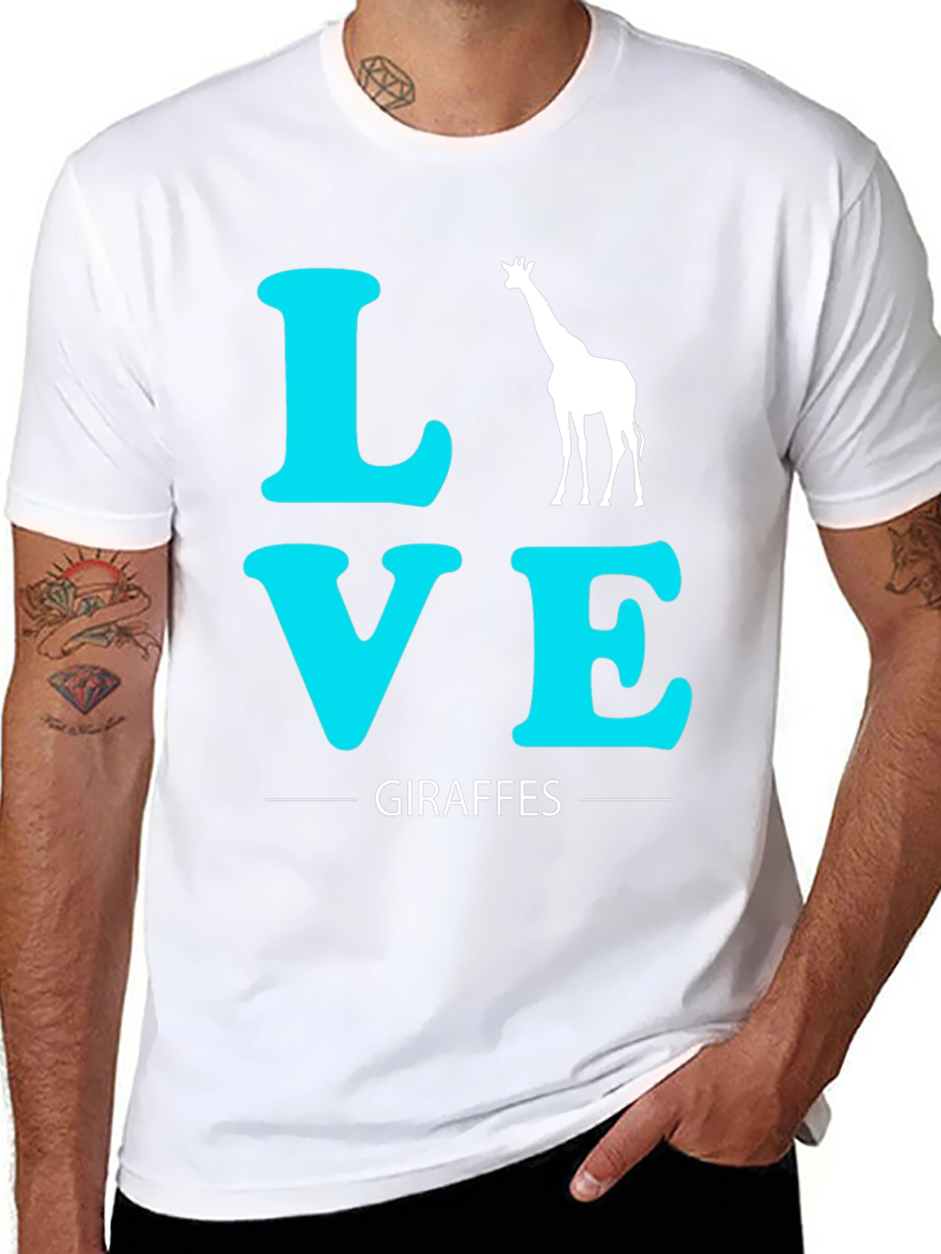 Love Giraffes Graphic Tee - Black Cotton T-Shirt