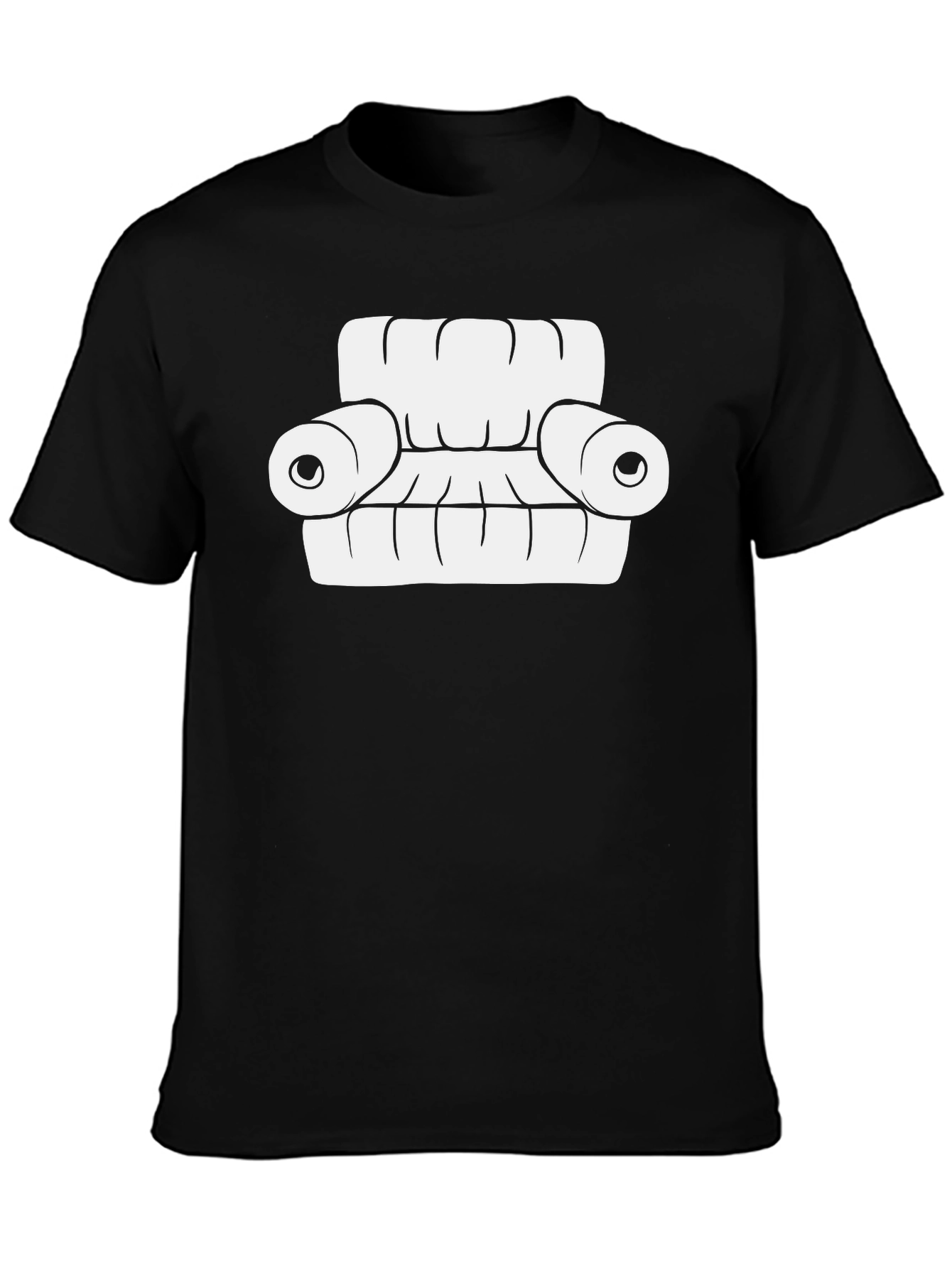 Cartoon Couch Graphic Tee - Comfortable Black T-Shirt